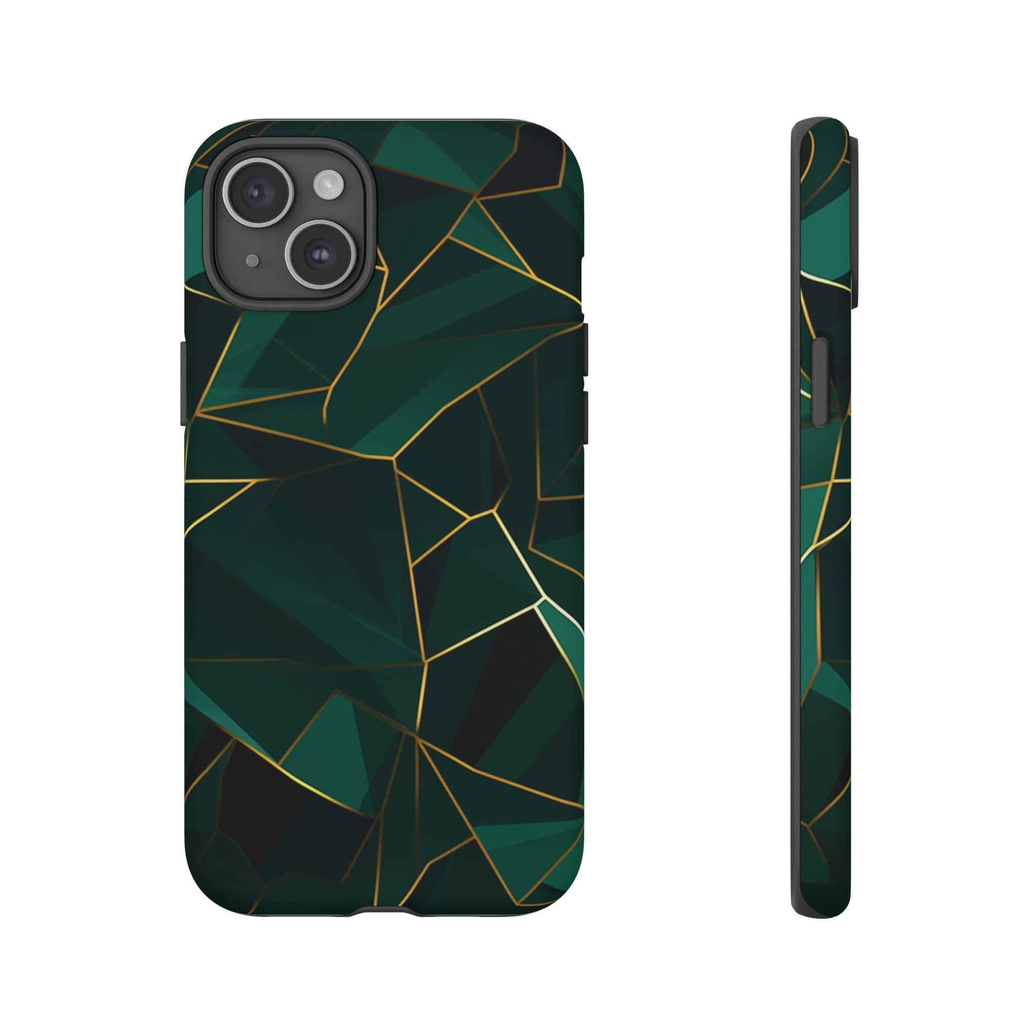 Emerald Veil - Geometric Luxe Phone Case iPhone 15 Plus Matte