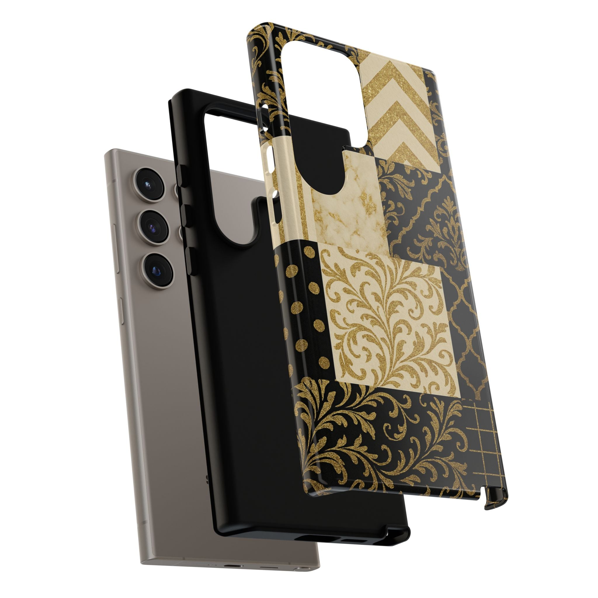 Phone Case, Luxury Black and Gold Festive Design for Christmas Gift, Holiday Decor, Tough Cases, Winter Celebration, Elegant iPhone Cover