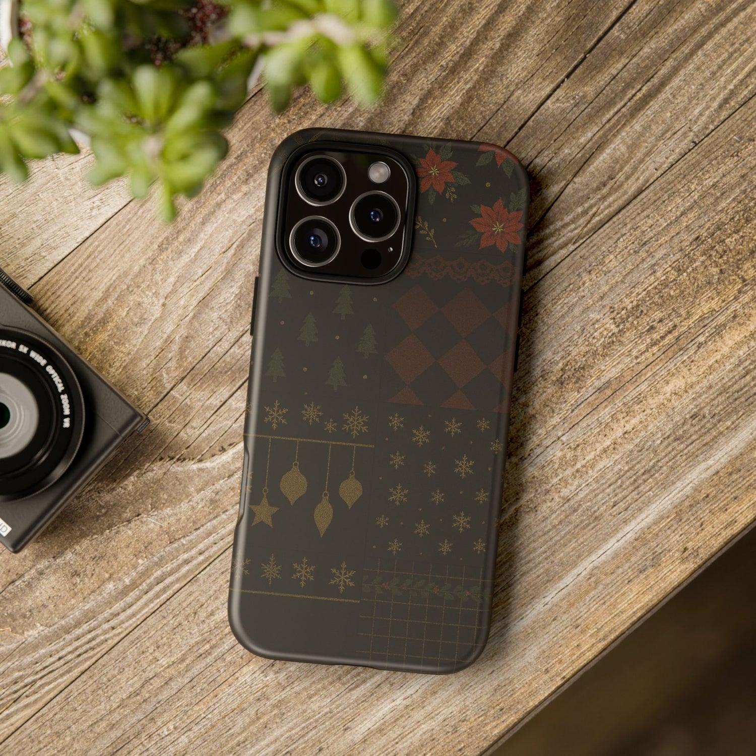 Black Luxury Phone Case for Christmas Festive Season - Tough design