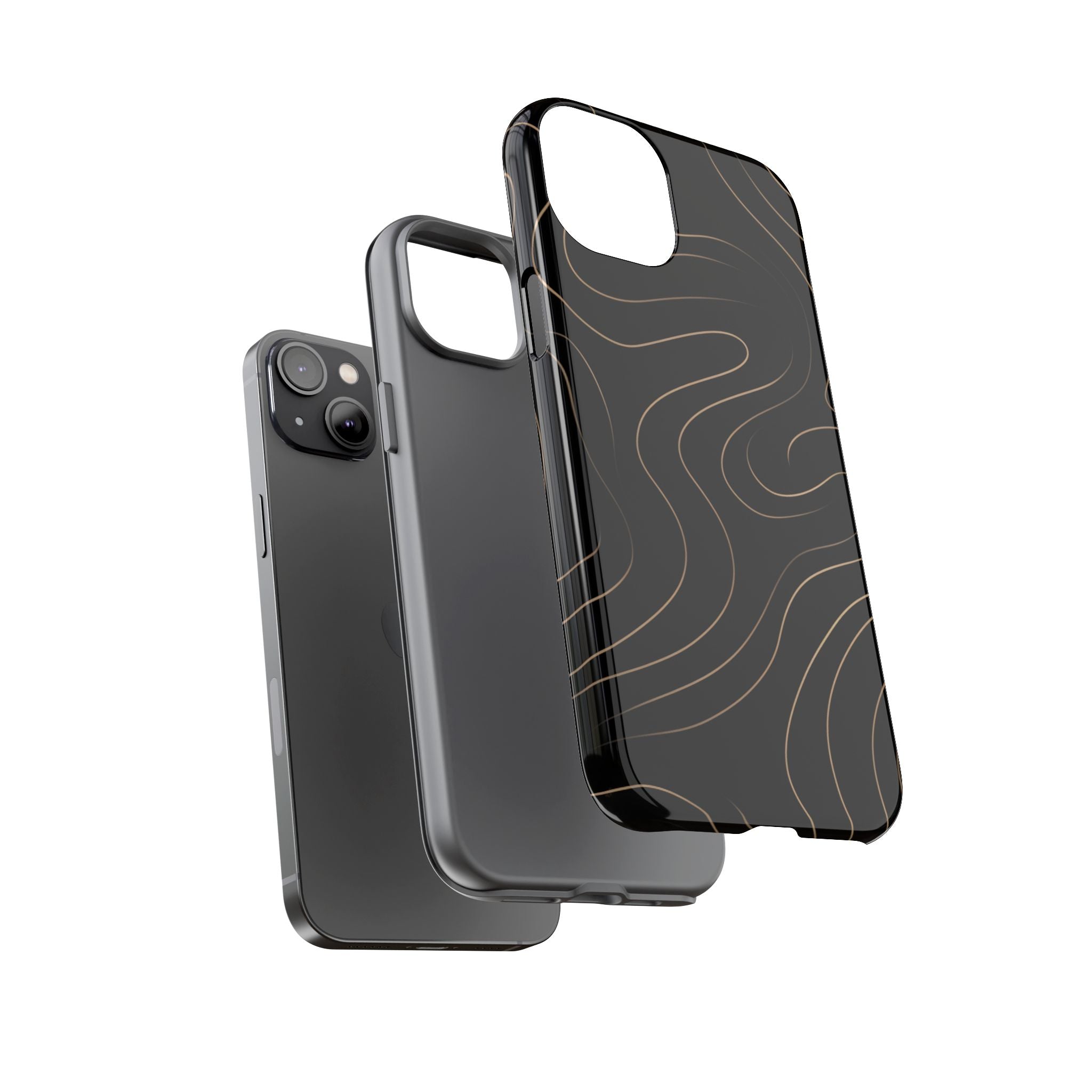 Noir Topograph - Black Minimalist Line Art Phone Case