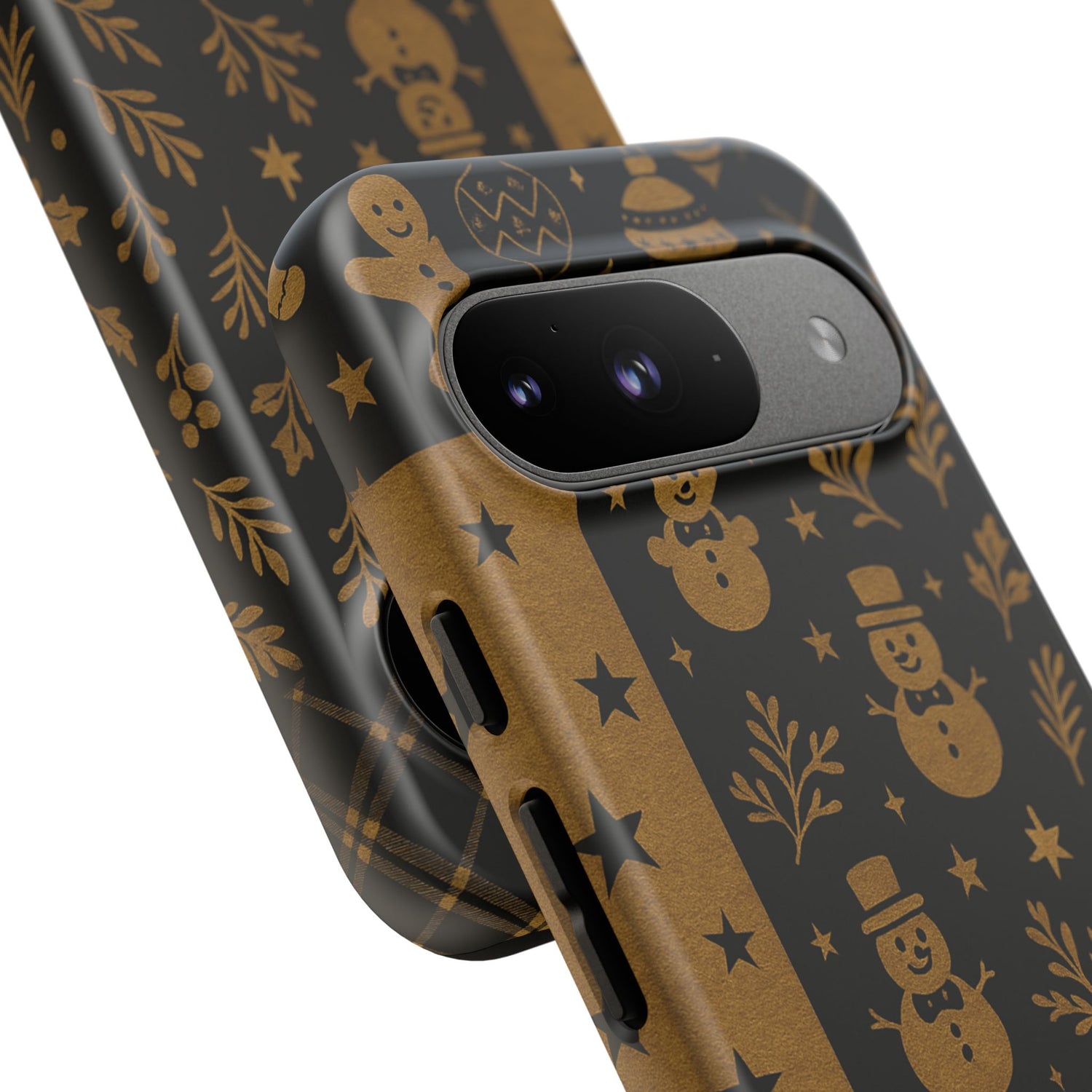 Black Festive Phone Case | Christmas Gift | Holiday Decor | Snowman Design | Tough Cases | Winter Celebration