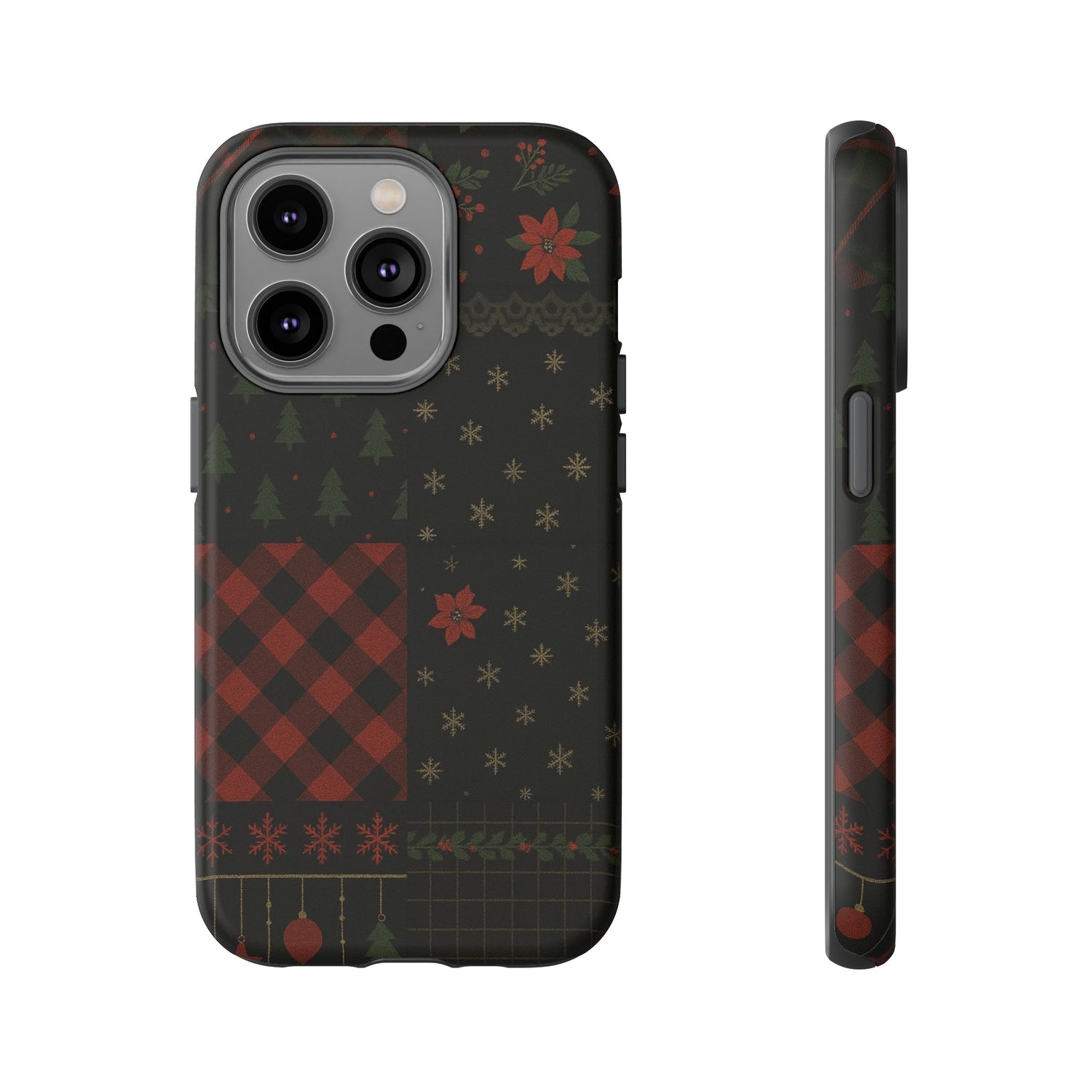 Black Festive Phone Case - Christmas Phone Cover - Tough Design iPhone 14 Pro Matte