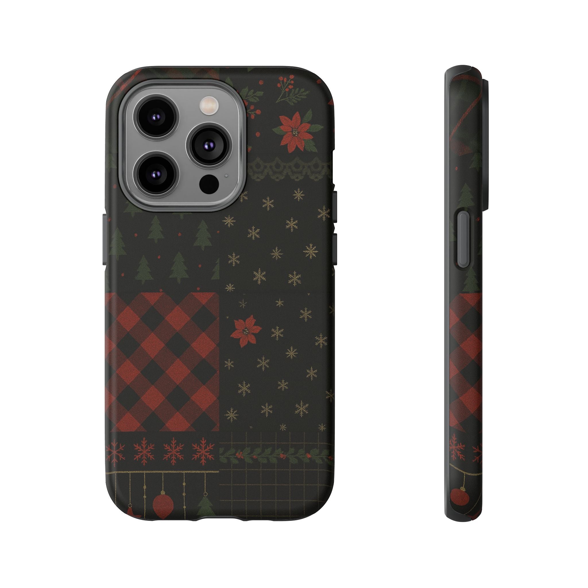 Black Festive Phone Case - Christmas Phone Cover - Tough Design iPhone 14 Pro Matte
