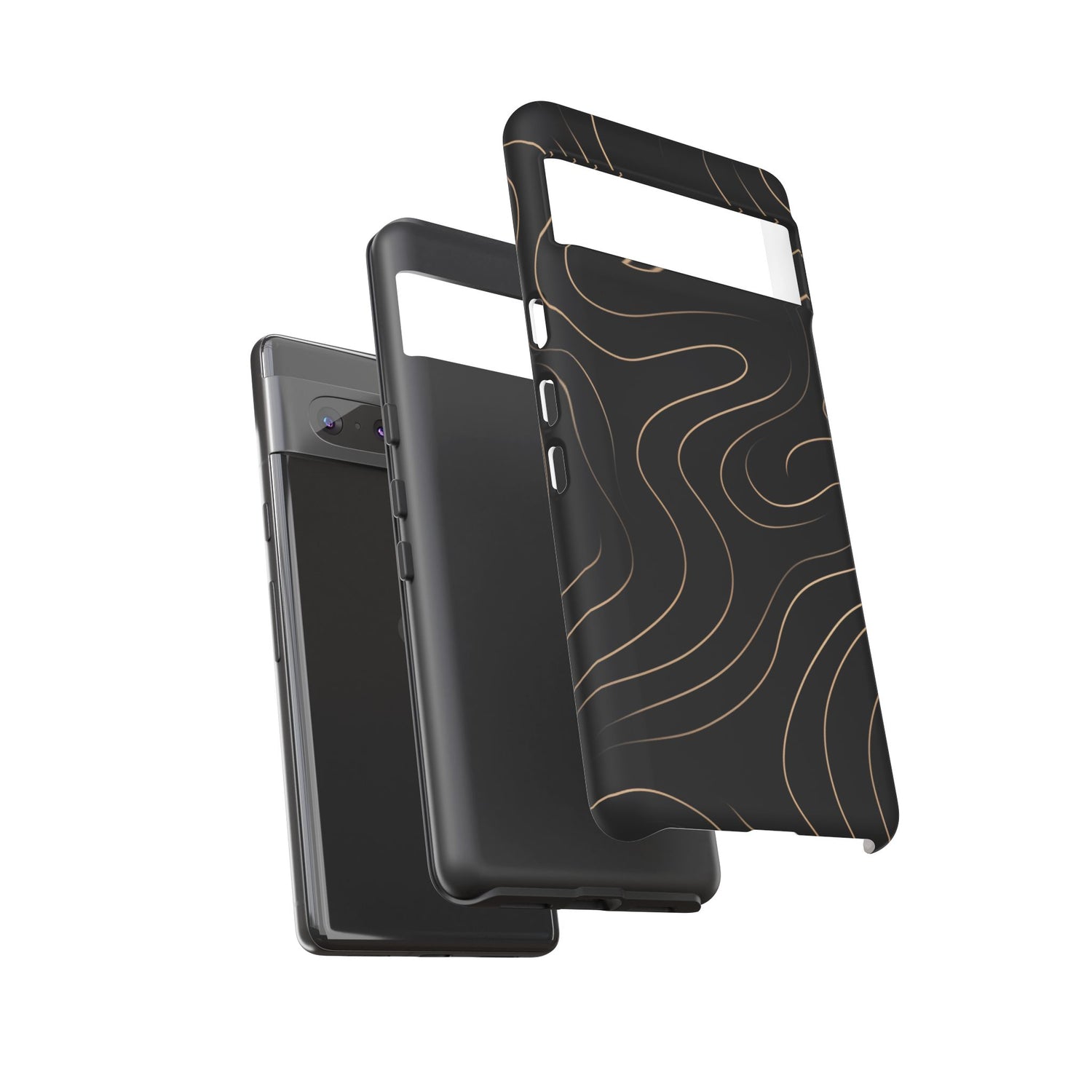 Noir Topograph - Black Minimalist Line Art Phone Case