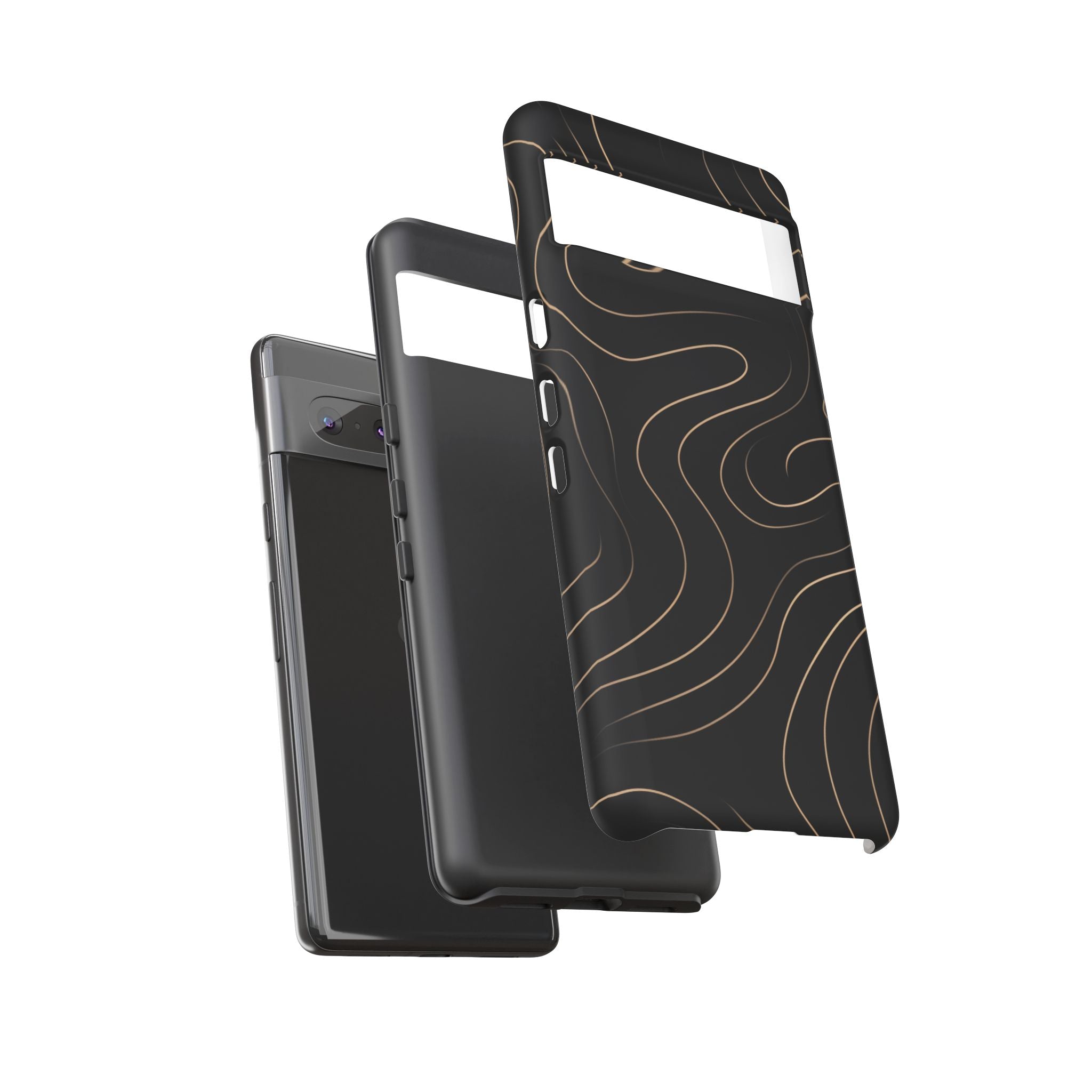 Noir Topograph - Black Minimalist Line Art Phone Case