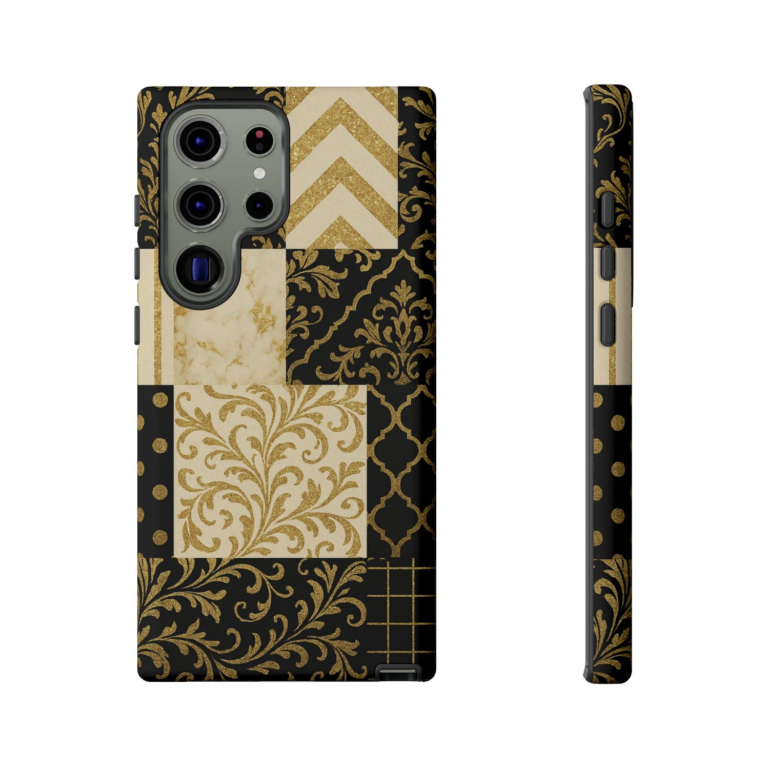 Phone Case, Luxury Black and Gold Festive Design for Christmas Gift, Holiday Decor, Tough Cases, Winter Celebration, Elegant iPhone Cover Samsung Galaxy S23 Ultra Matte