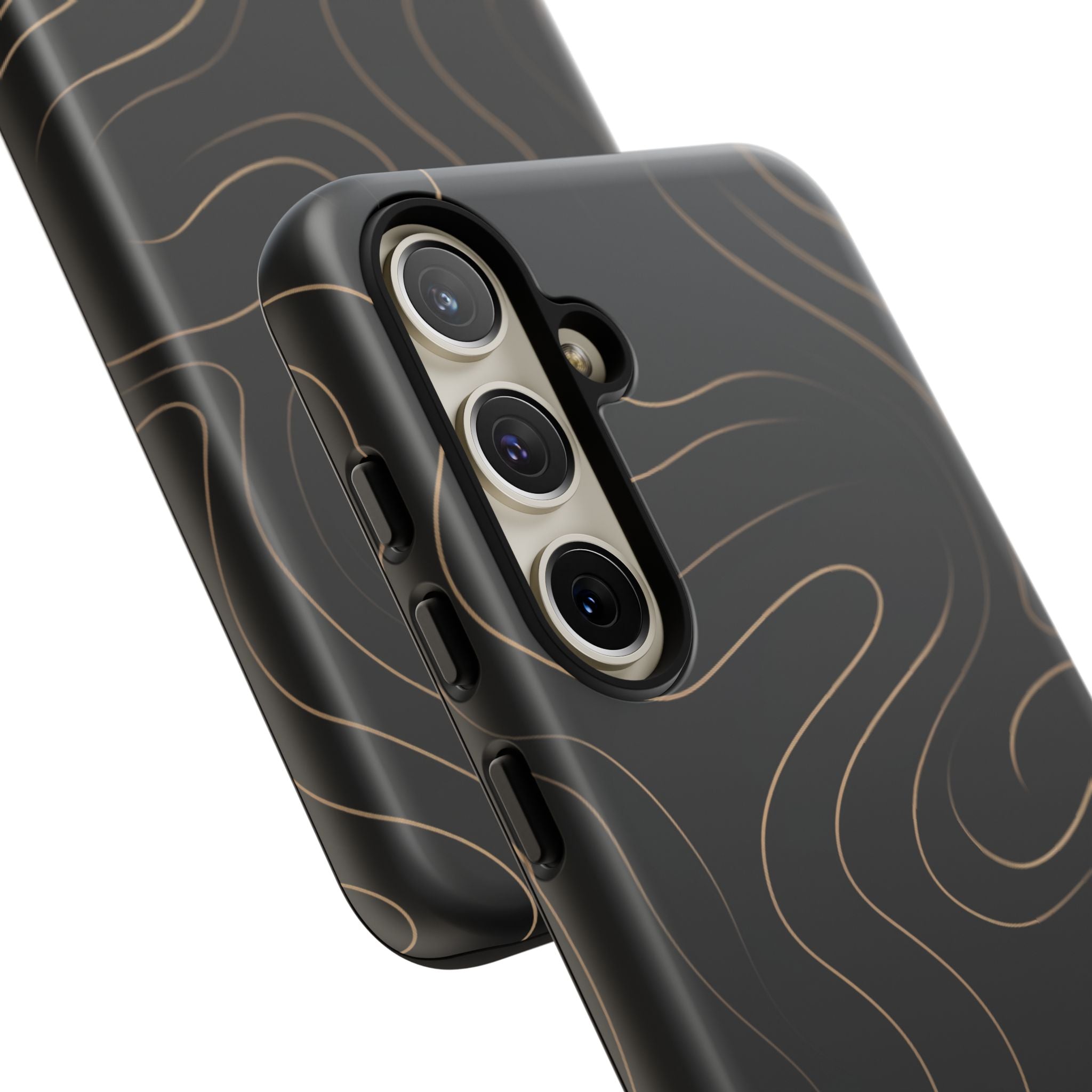 Noir Topograph - Black Minimalist Line Art Phone Case