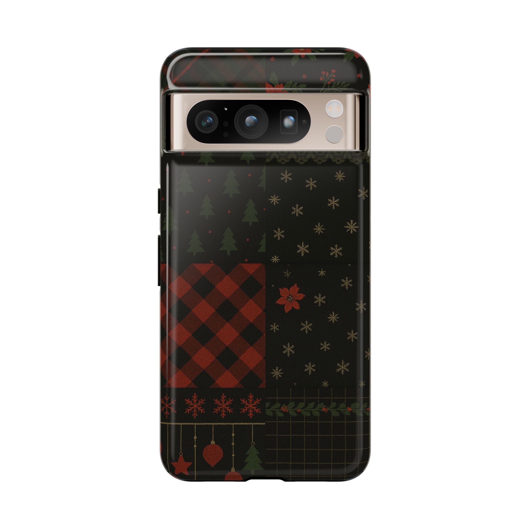 Black Festive Phone Case - Christmas Phone Cover - Tough Design Google Pixel 8 Pro Glossy