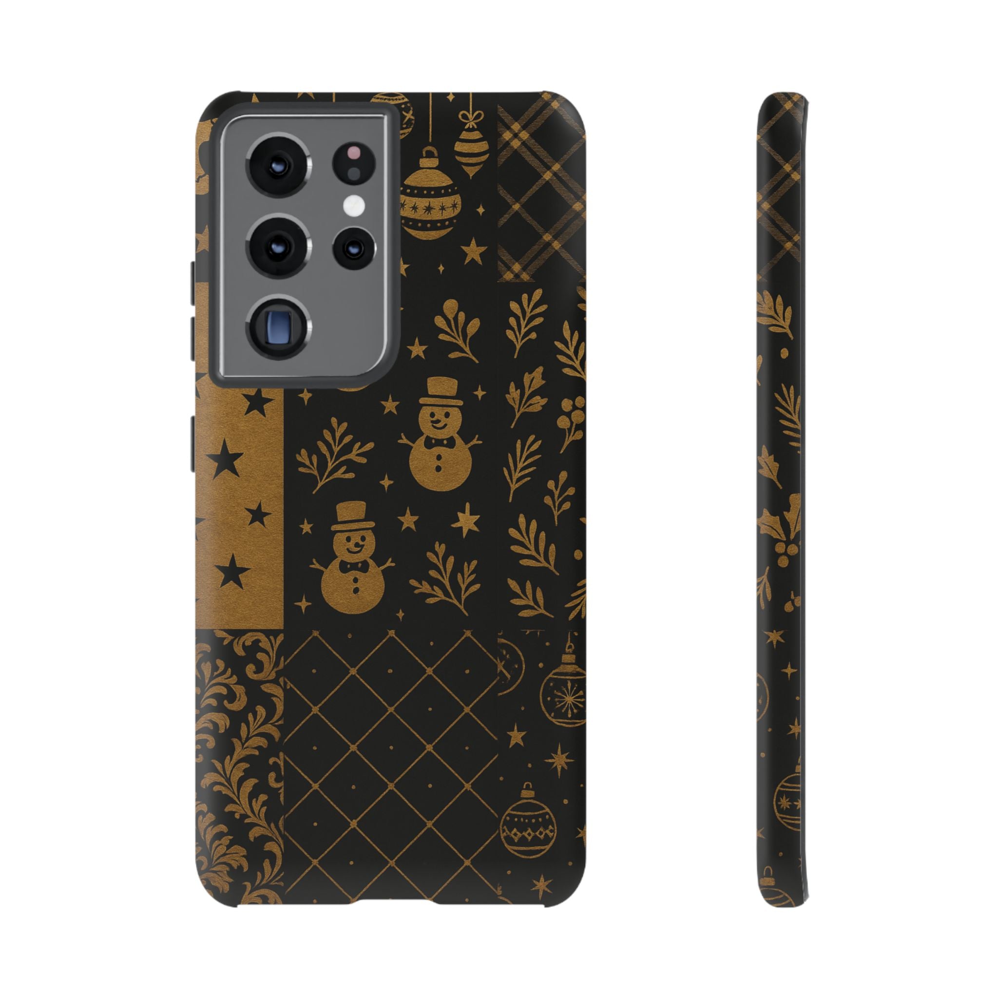 Black Festive Phone Case | Christmas Gift | Holiday Decor | Snowman Design | Tough Cases | Winter Celebration Samsung Galaxy S21 Ultra Matte
