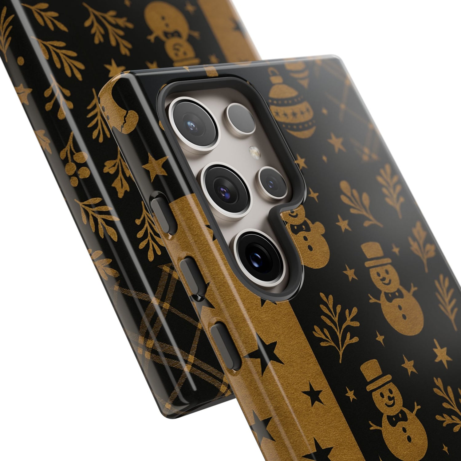 Black Festive Phone Case | Christmas Gift | Holiday Decor | Snowman Design | Tough Cases | Winter Celebration