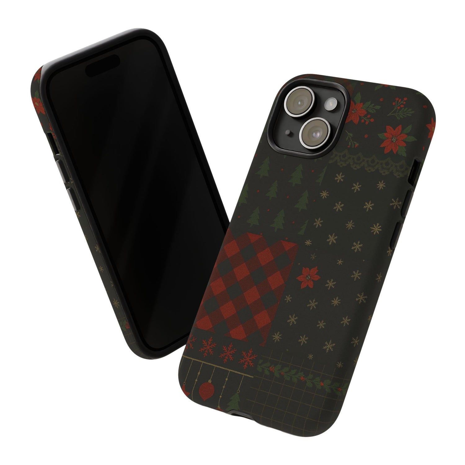 Black Festive Phone Case - Christmas Phone Cover - Tough Design