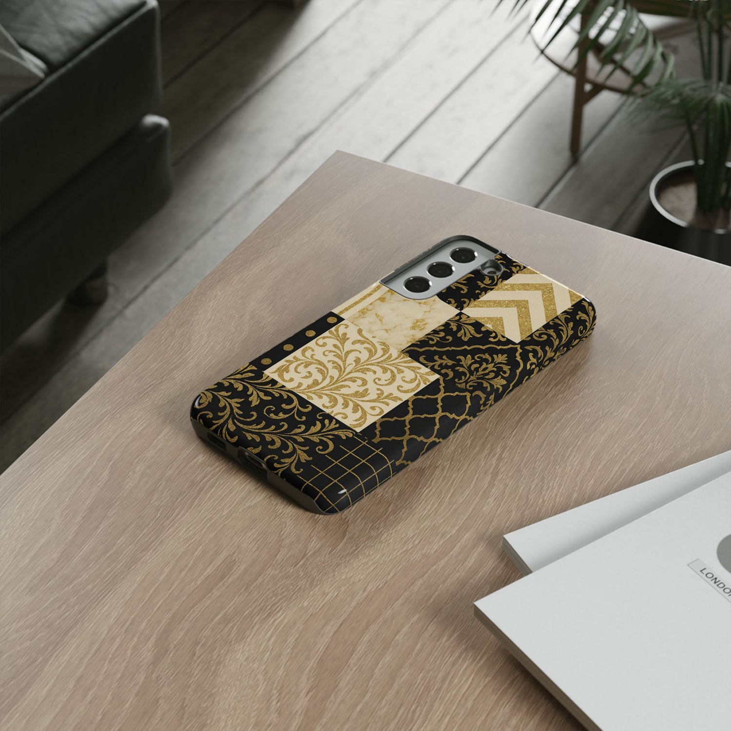 Phone Case, Luxury Black and Gold Festive Design for Christmas Gift, Holiday Decor, Tough Cases, Winter Celebration, Elegant iPhone Cover