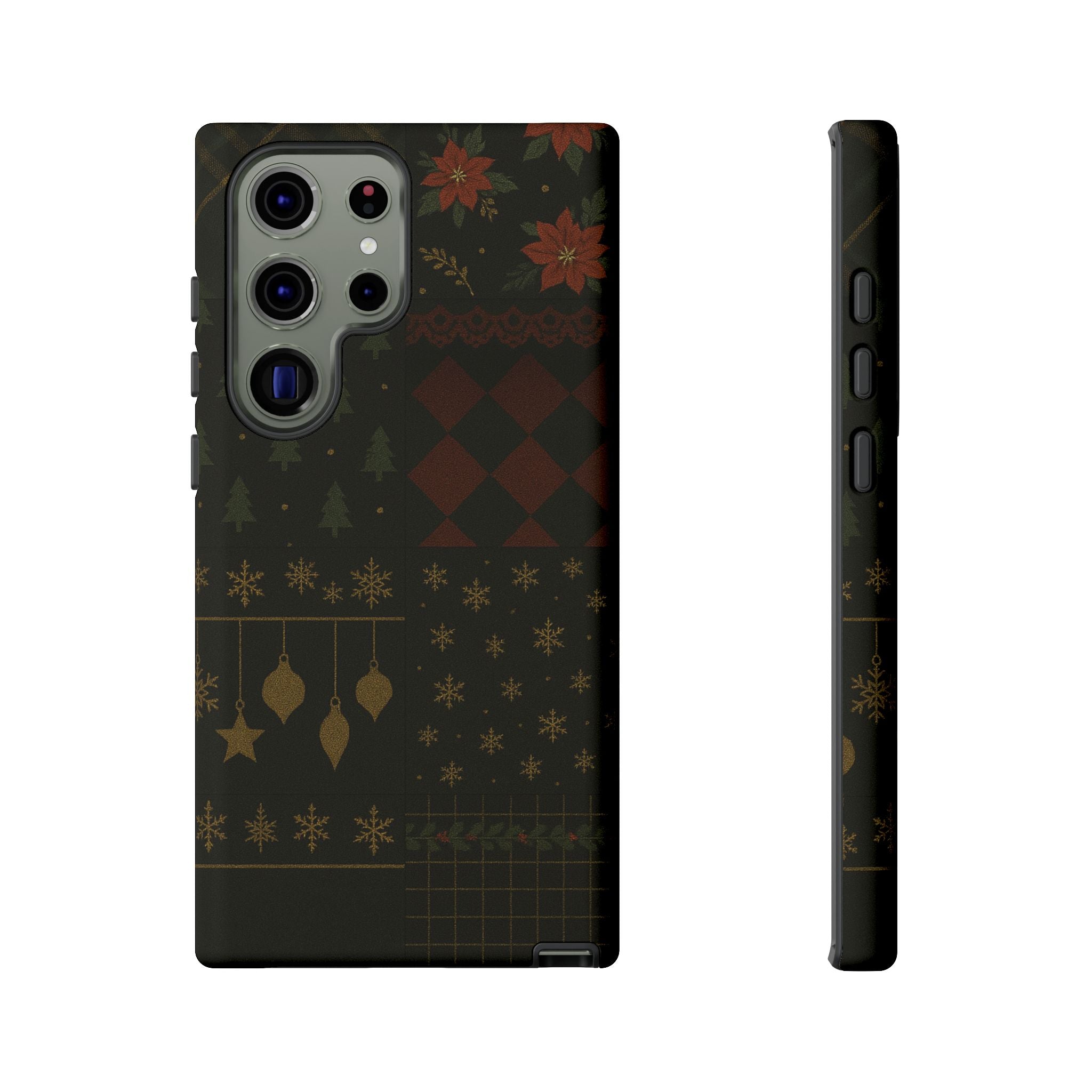 Black Luxury Phone Case for Christmas Festive Season - Tough design Samsung Galaxy S23 Ultra Matte