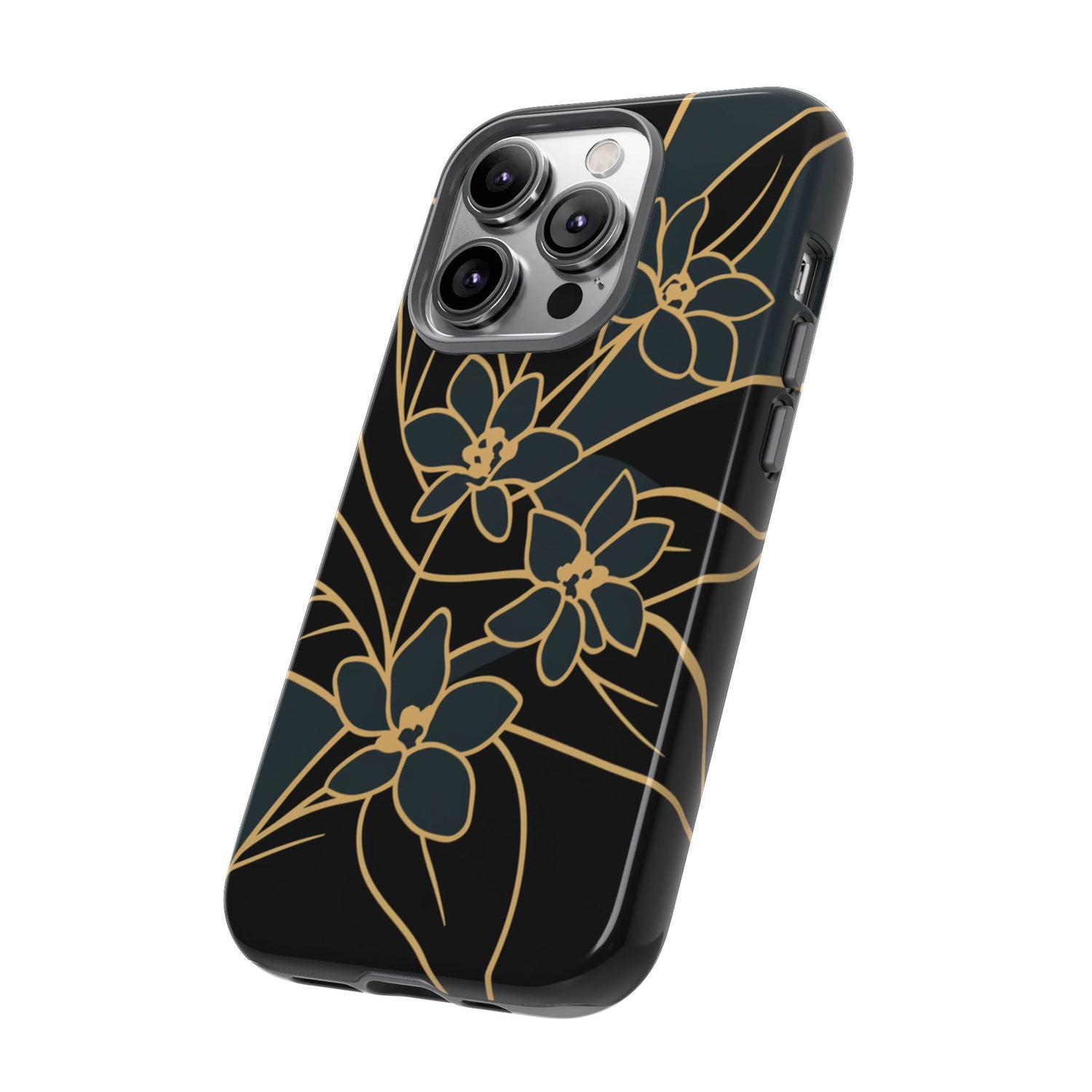 Golden Bloom - Elegant Floral Line Art Phone Case
