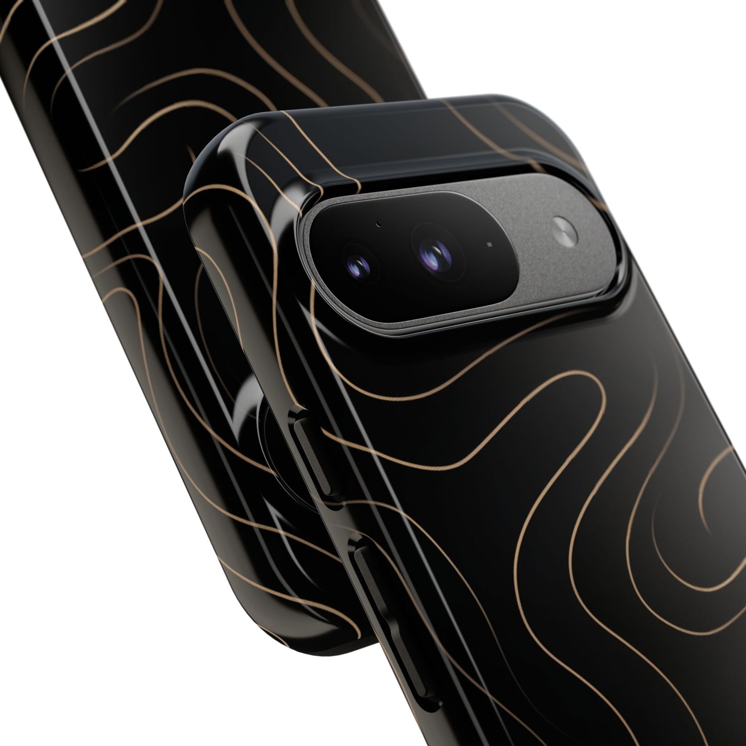 Noir Topograph - Black Minimalist Line Art Phone Case