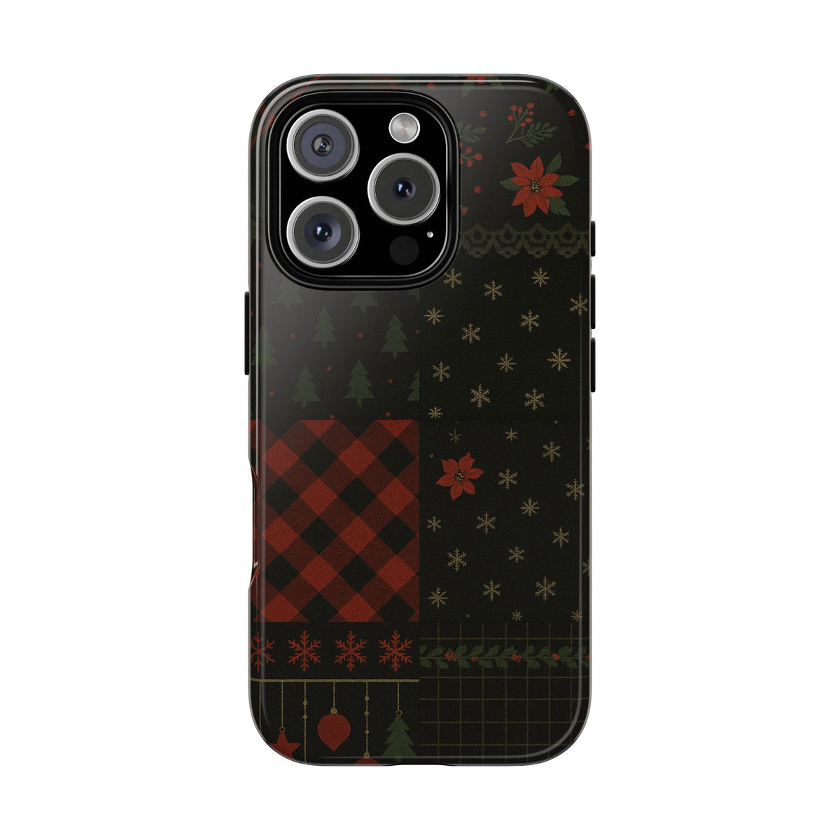 Black Festive Phone Case - Christmas Phone Cover - Tough Design iPhone 16 Pro Glossy