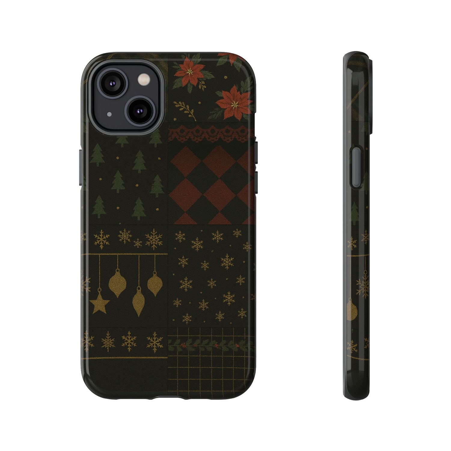 Black Luxury Phone Case for Christmas Festive Season - Tough design iPhone 14 Plus Glossy