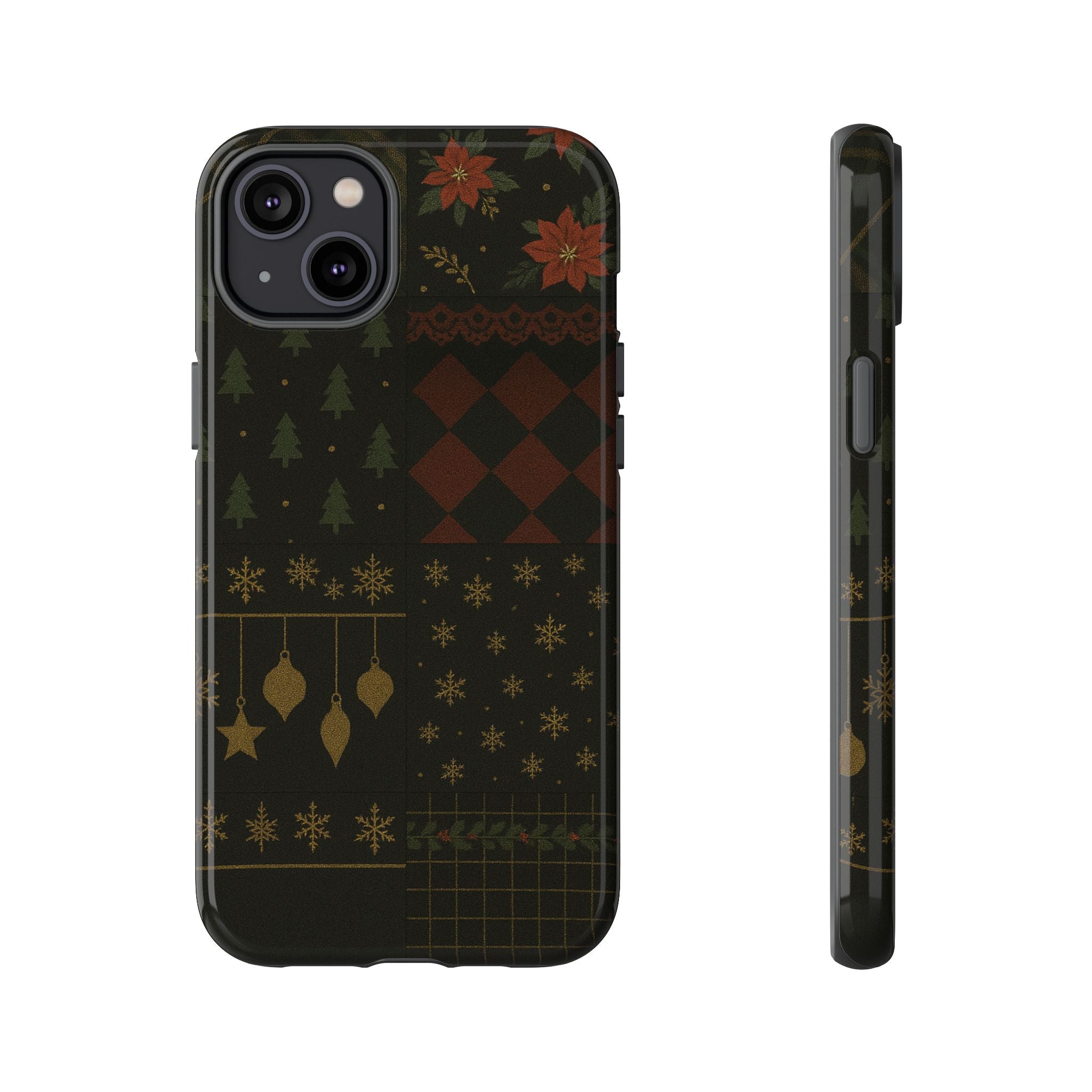 Black Luxury Phone Case for Christmas Festive Season - Tough design iPhone 14 Plus Glossy