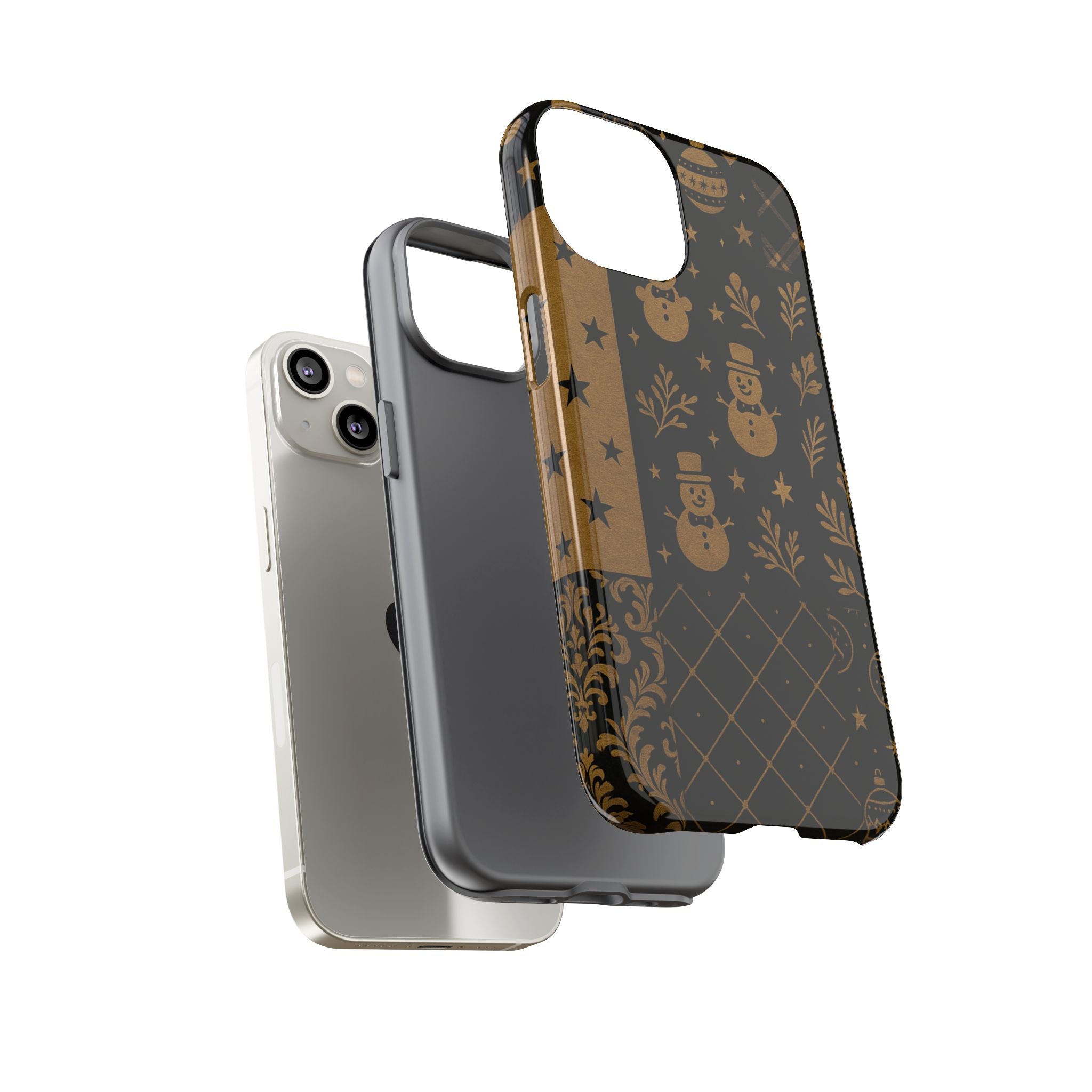 Black Festive Phone Case | Christmas Gift | Holiday Decor | Snowman Design | Tough Cases | Winter Celebration