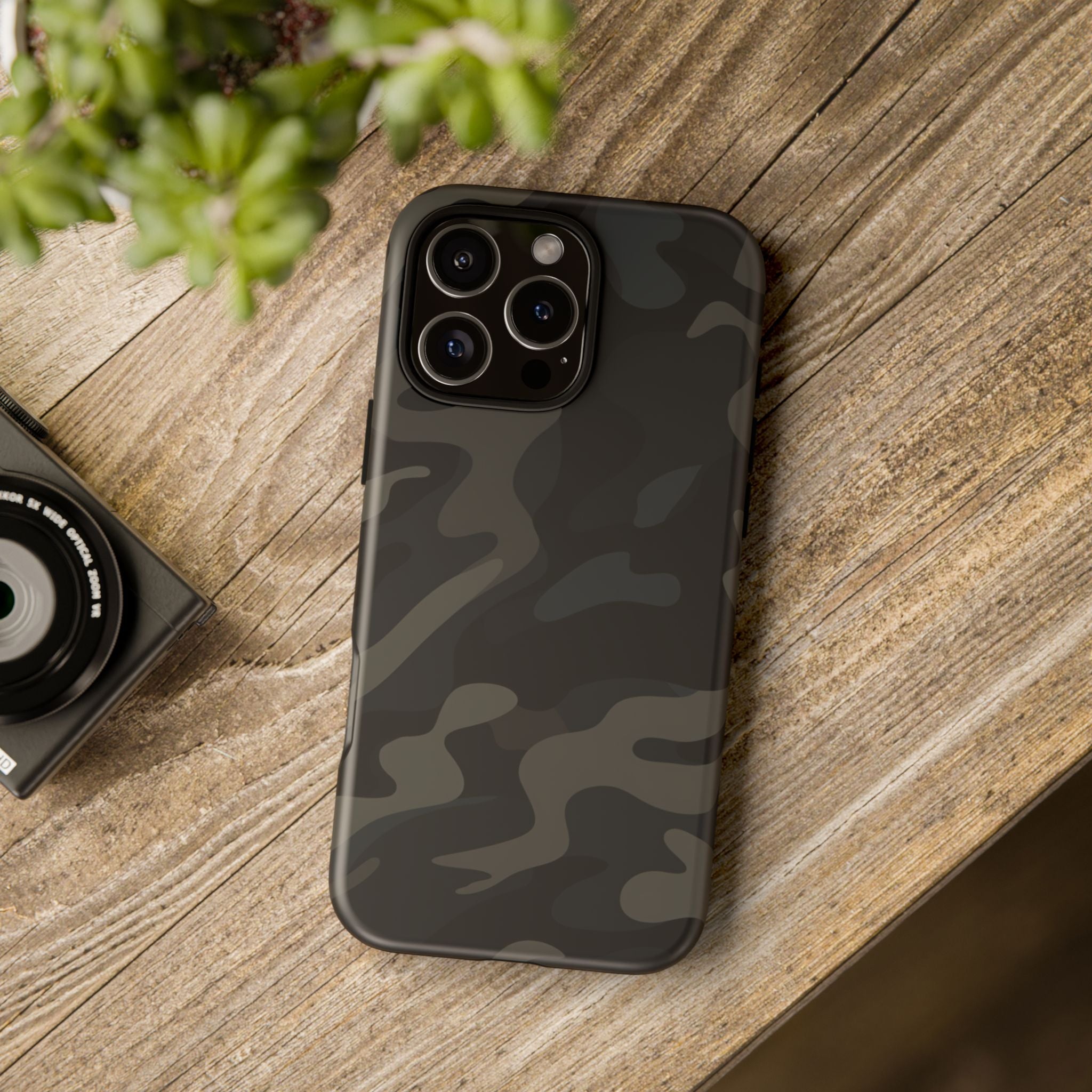 Black Camouflage Phone Case for iPhone, Samsung and Google Pixel