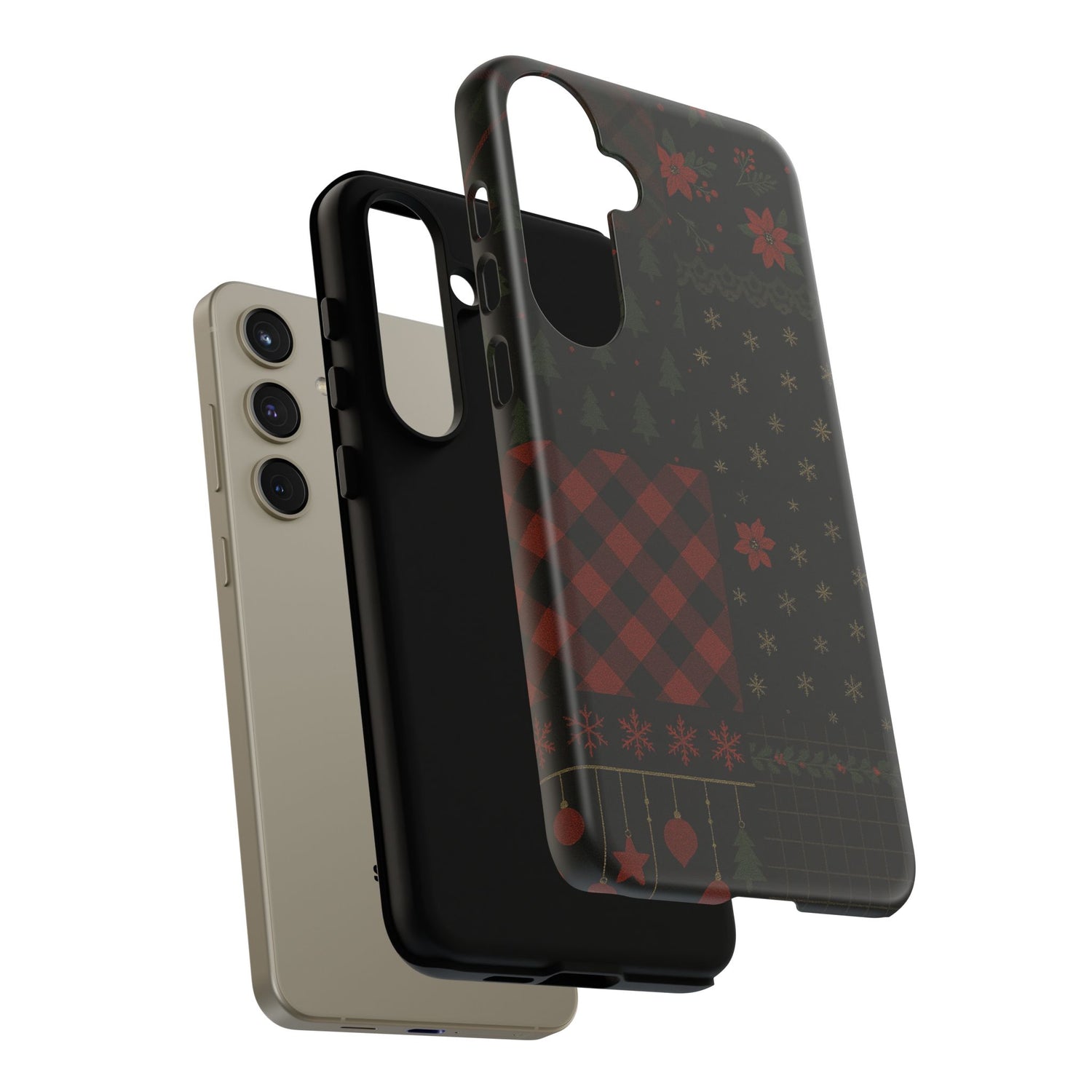 Black Festive Phone Case - Christmas Phone Cover - Tough Design
