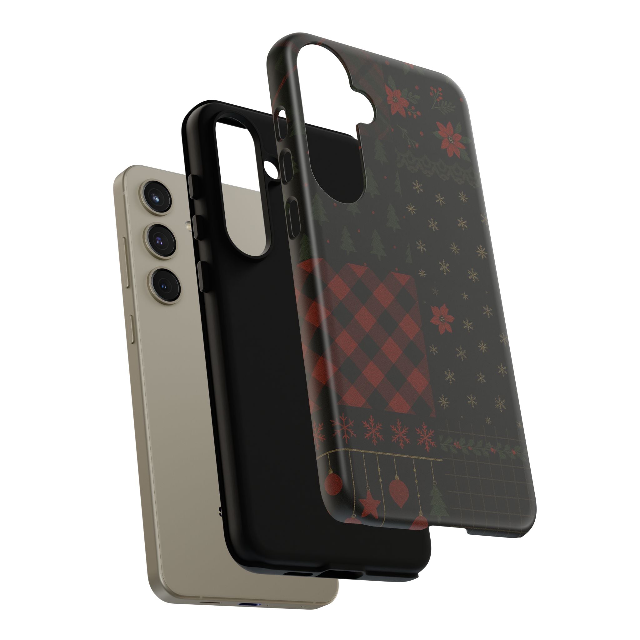 Black Festive Phone Case - Christmas Phone Cover - Tough Design