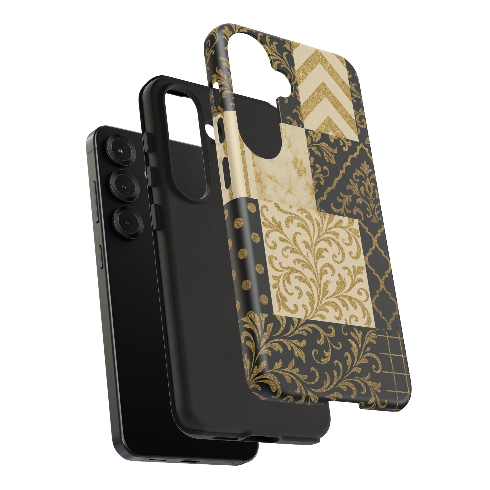 Phone Case, Luxury Black and Gold Festive Design for Christmas Gift, Holiday Decor, Tough Cases, Winter Celebration, Elegant iPhone Cover