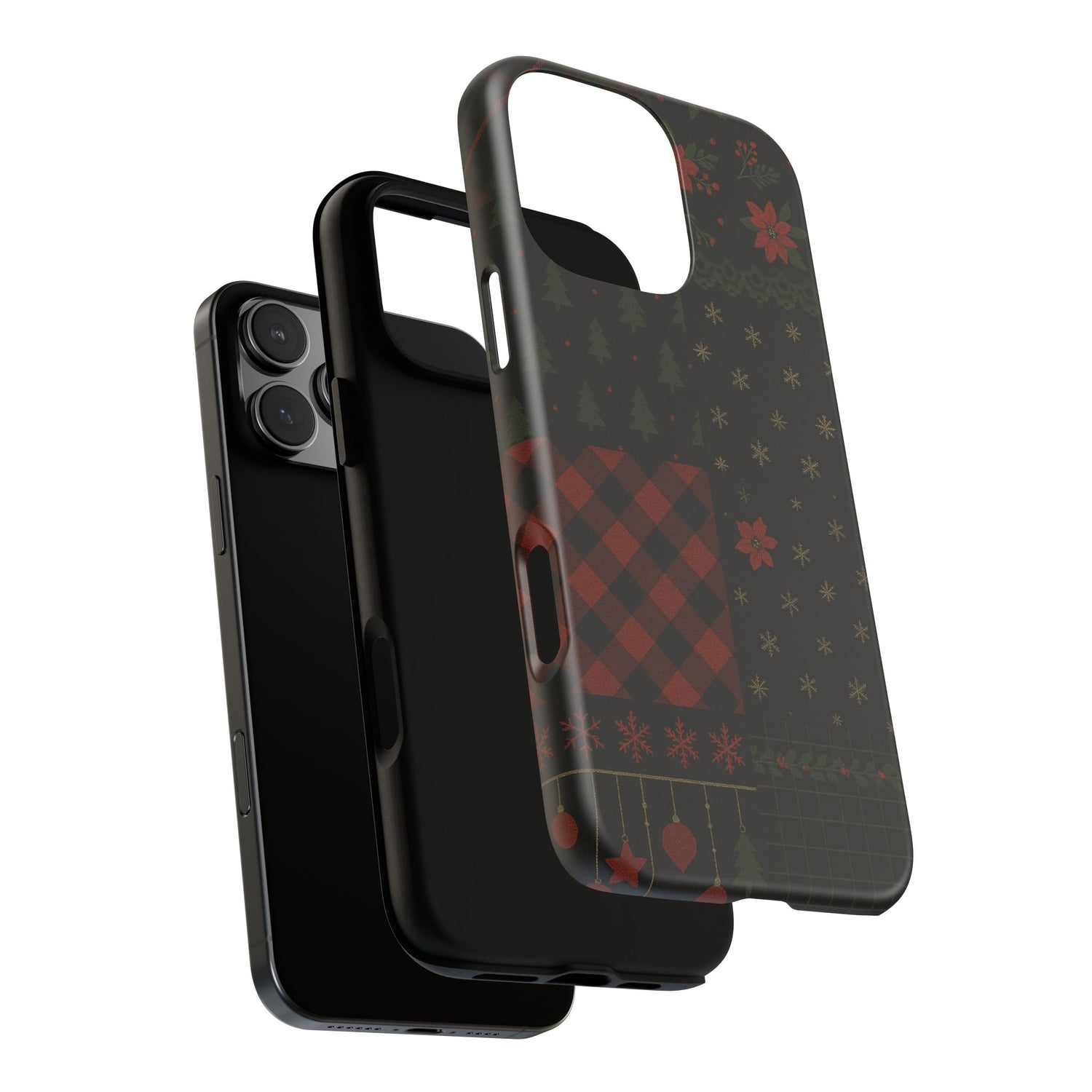 Black Festive Phone Case - Christmas Phone Cover - Tough Design