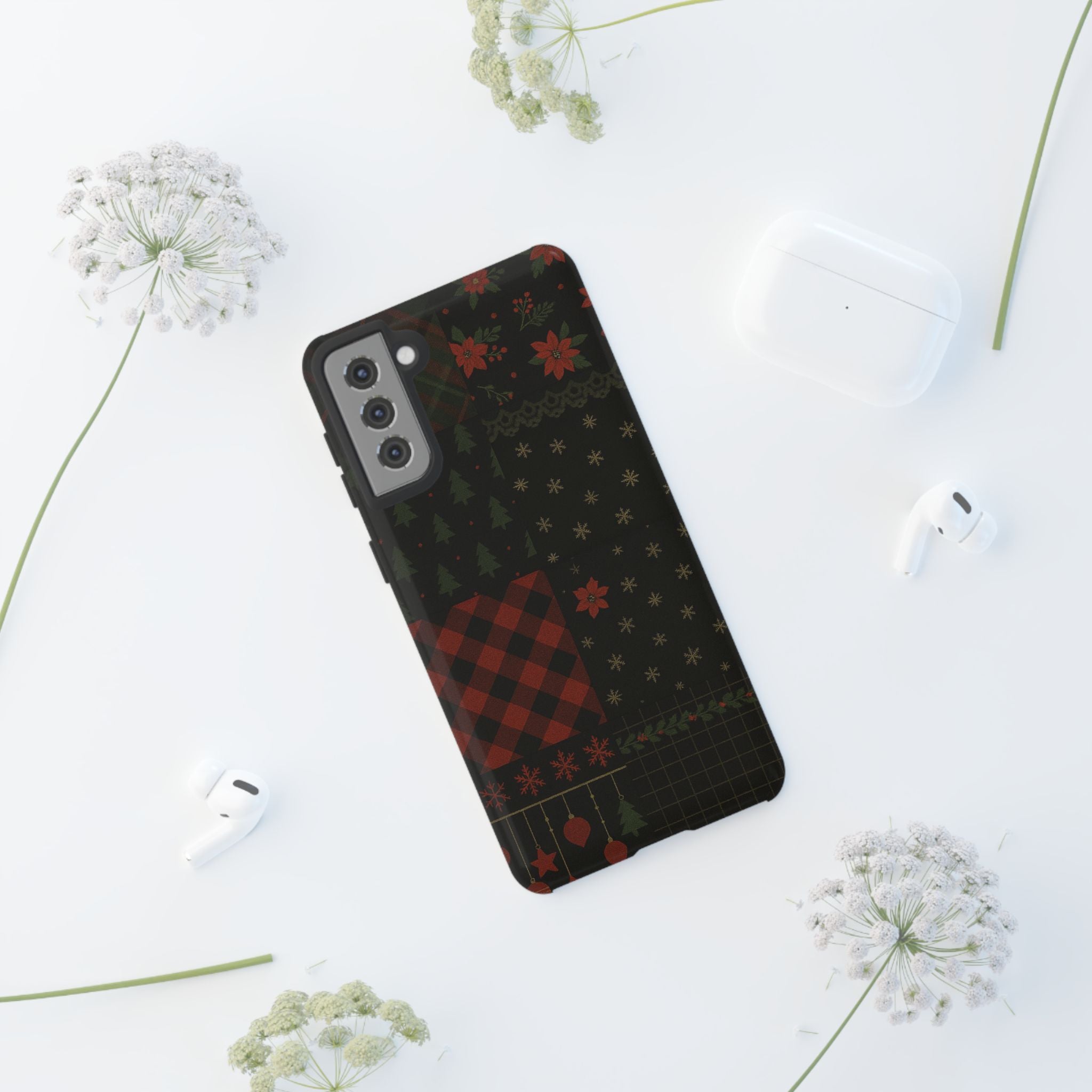 Black Festive Phone Case - Christmas Phone Cover - Tough Design