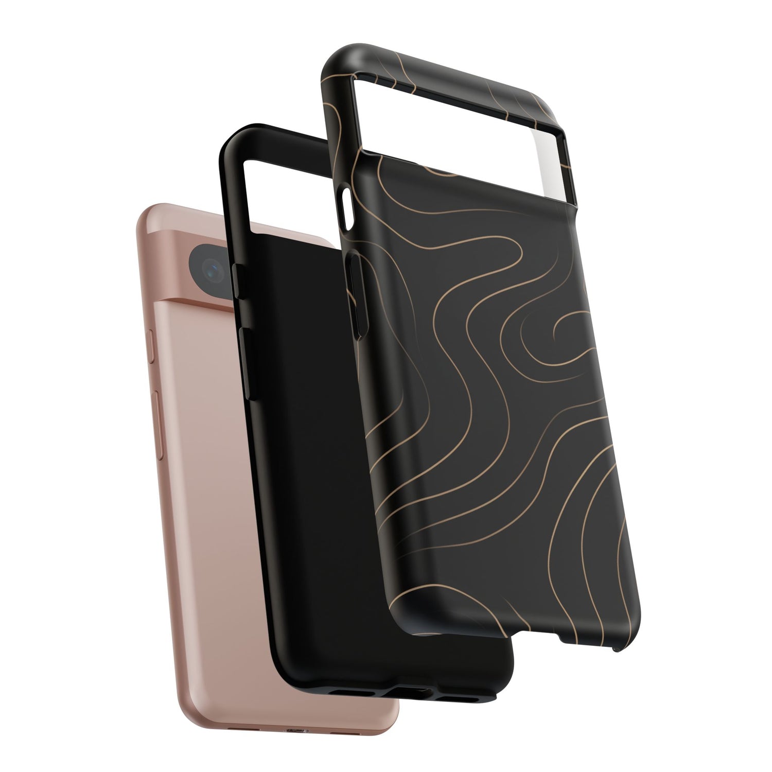 Noir Topograph - Black Minimalist Line Art Phone Case