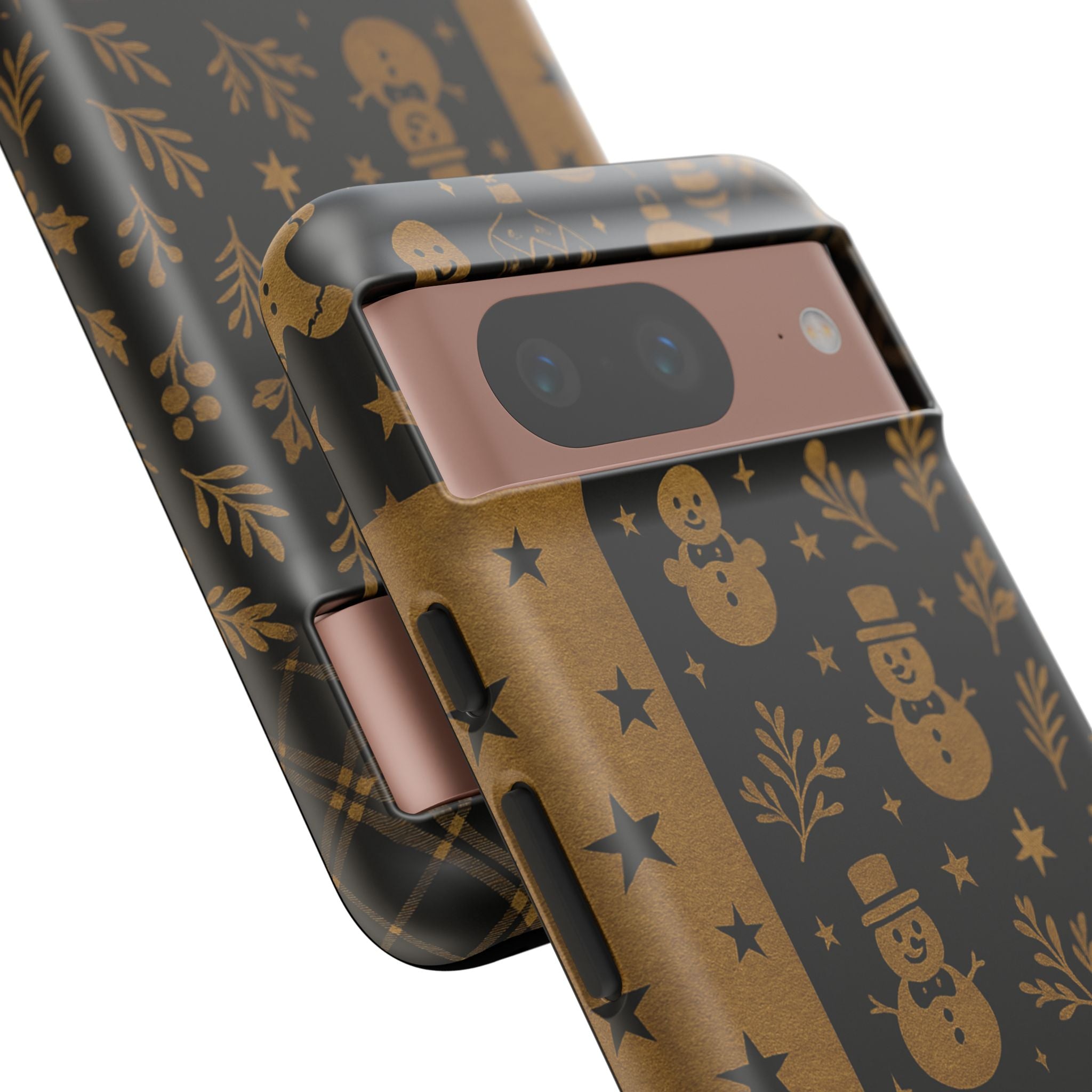 Black Festive Phone Case | Christmas Gift | Holiday Decor | Snowman Design | Tough Cases | Winter Celebration