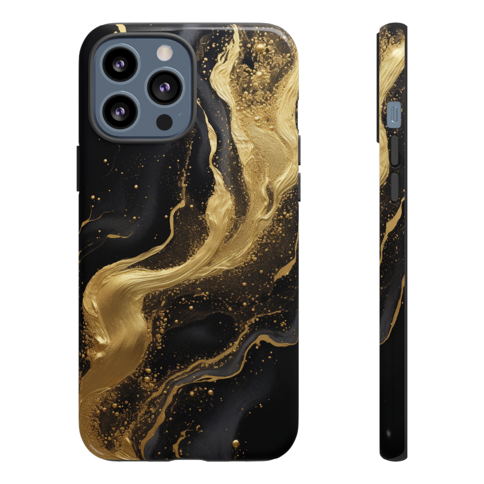 Golden Flow - Black & Gold Marble Luxe Phone Case iPhone 13 Pro Max Glossy