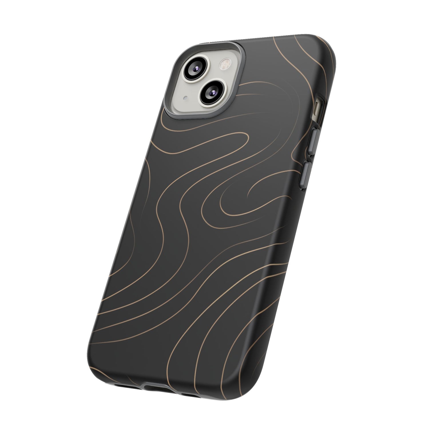 Noir Topograph - Black Minimalist Line Art Phone Case