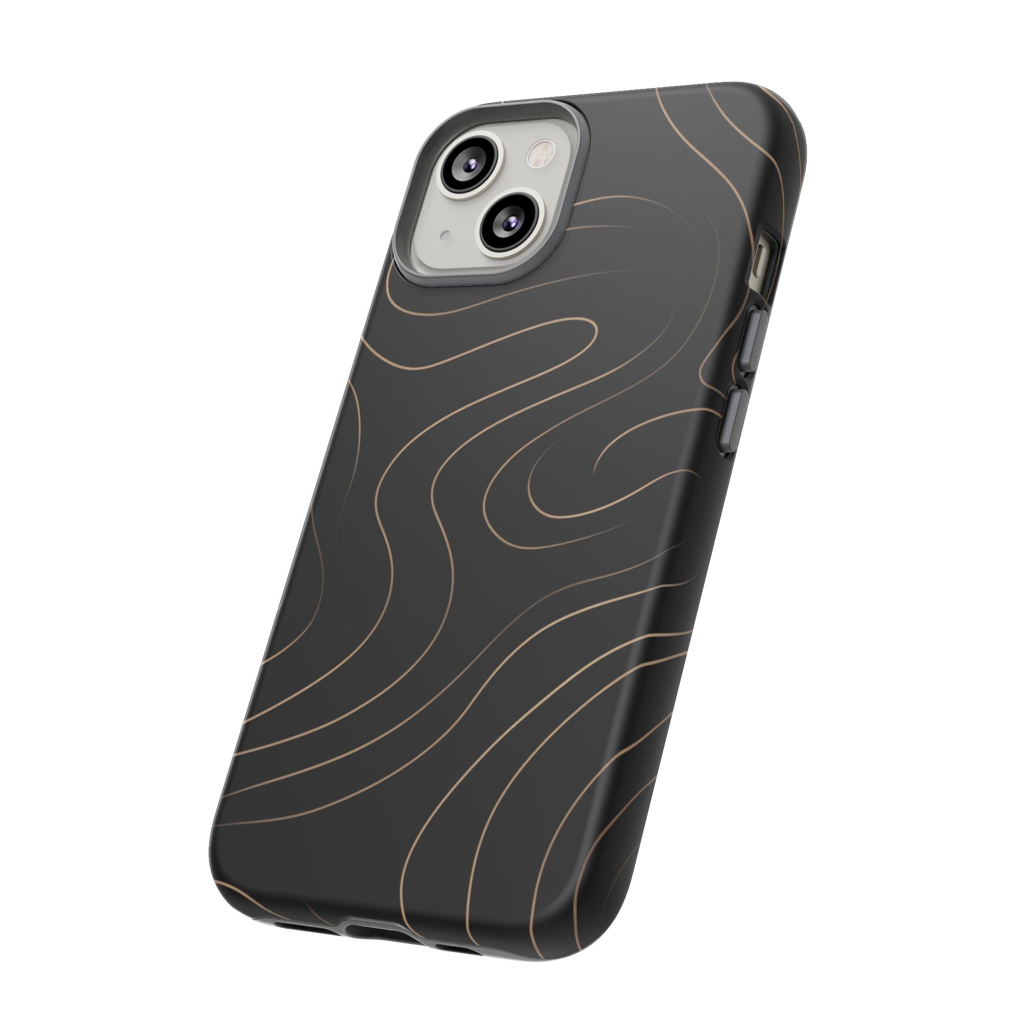 Noir Topograph - Black Minimalist Line Art Phone Case
