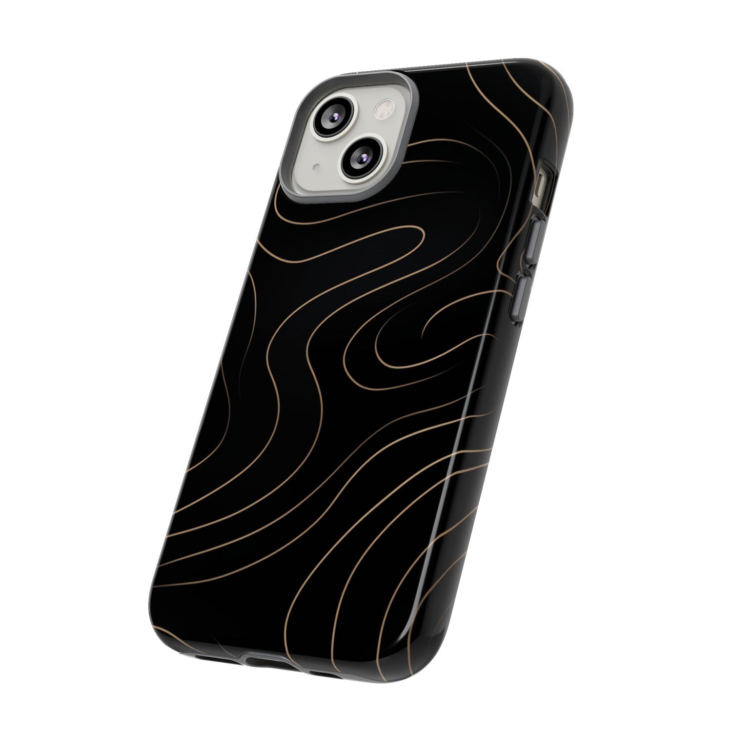 Noir Topograph - Black Minimalist Line Art Phone Case