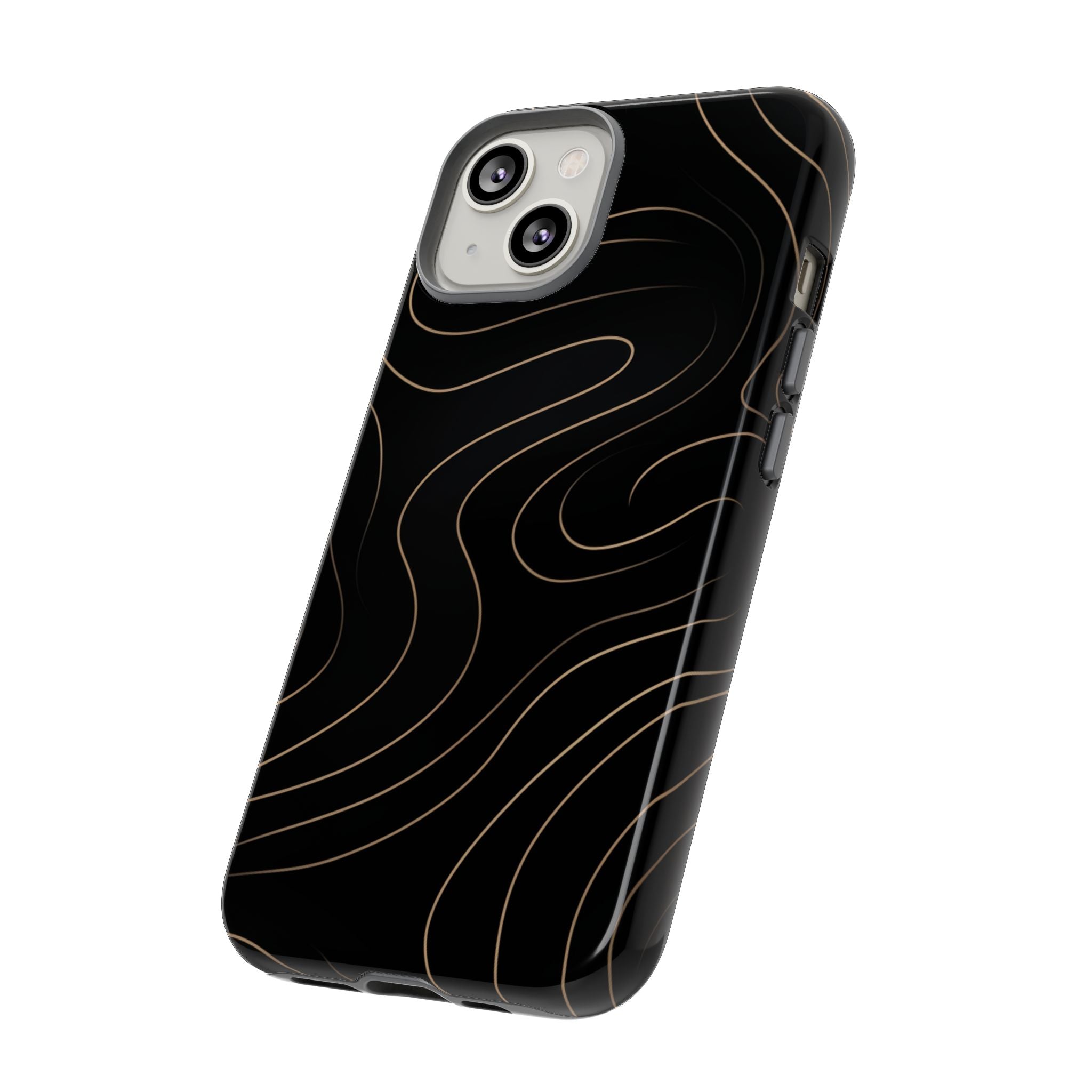 Noir Topograph - Black Minimalist Line Art Phone Case
