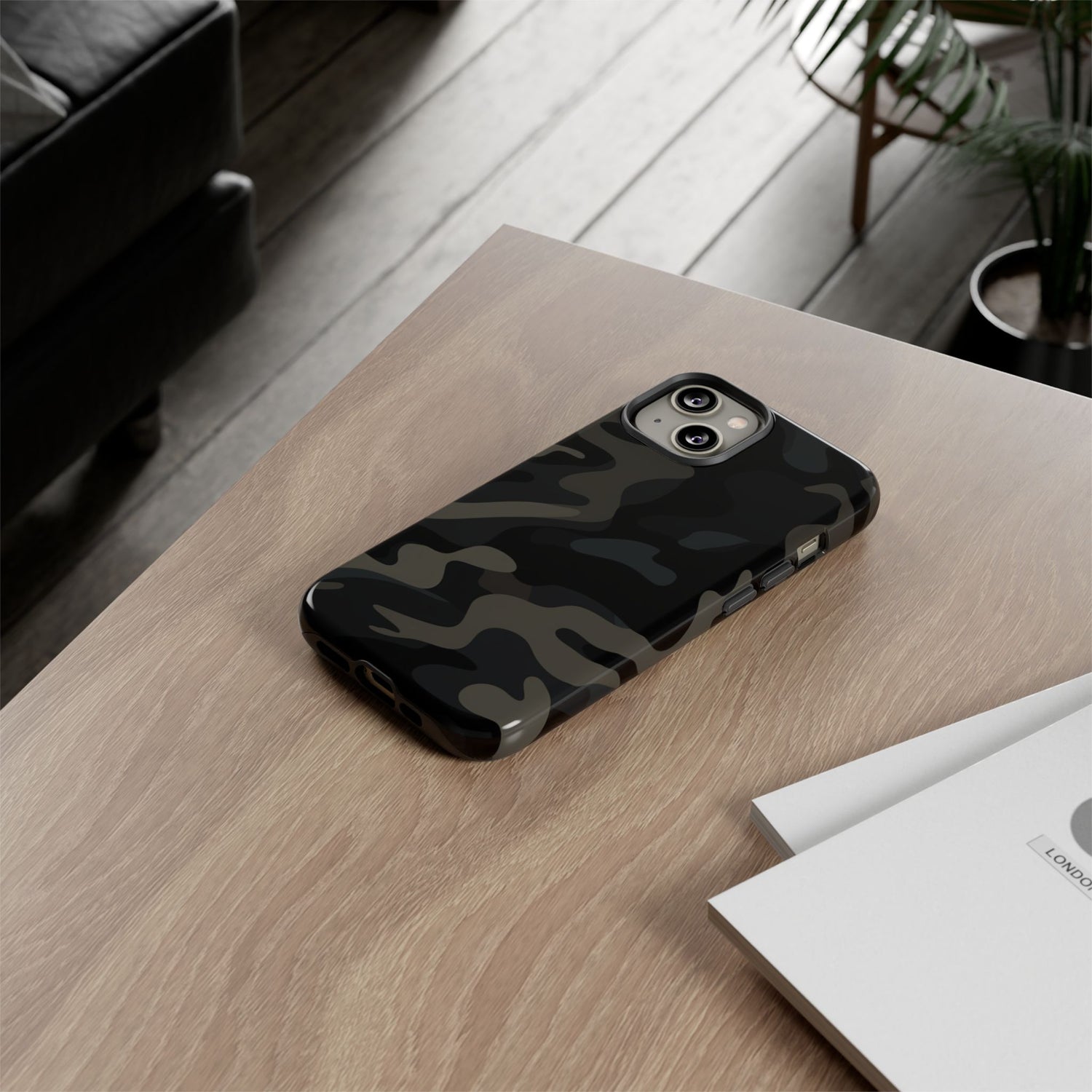 Black Camouflage Phone Case for iPhone, Samsung and Google Pixel