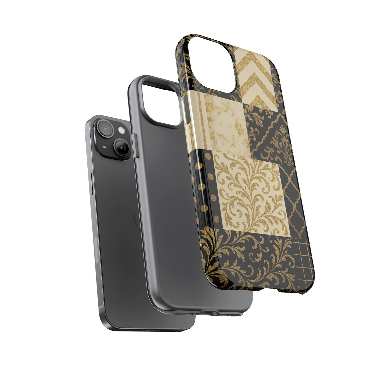 Phone Case, Luxury Black and Gold Festive Design for Christmas Gift, Holiday Decor, Tough Cases, Winter Celebration, Elegant iPhone Cover