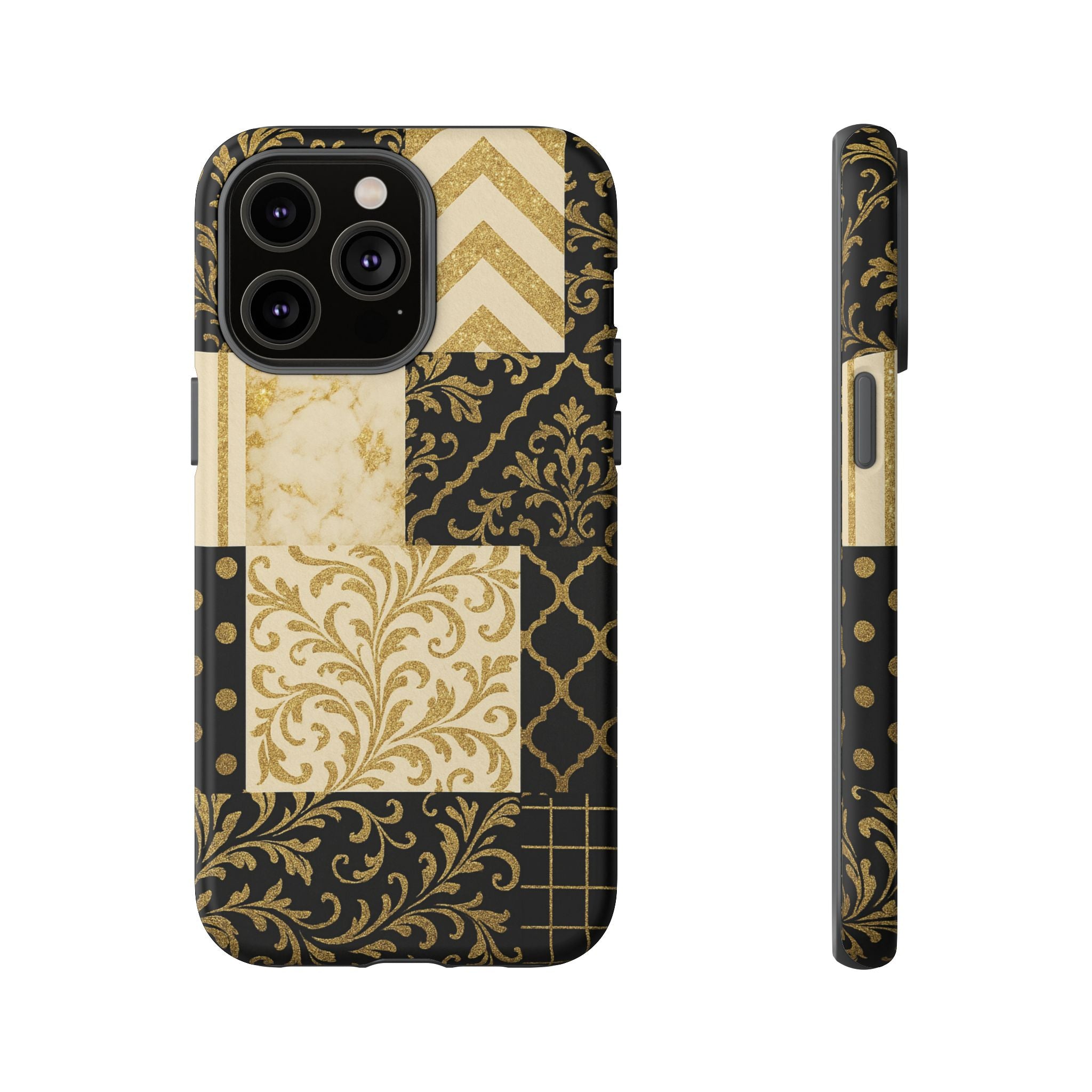 Phone Case, Luxury Black and Gold Festive Design for Christmas Gift, Holiday Decor, Tough Cases, Winter Celebration, Elegant iPhone Cover iPhone 14 Pro Max Matte