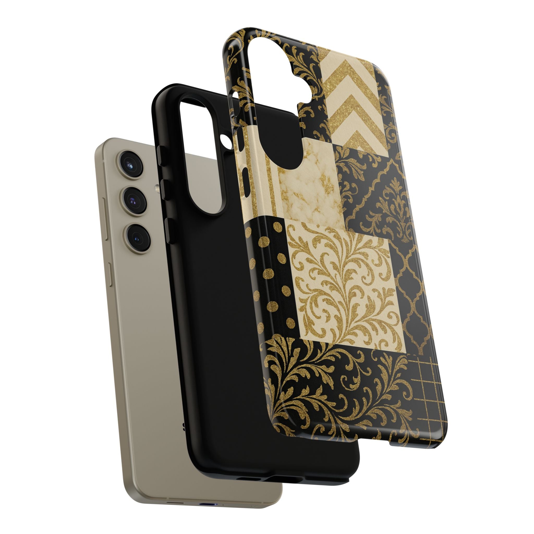 Phone Case, Luxury Black and Gold Festive Design for Christmas Gift, Holiday Decor, Tough Cases, Winter Celebration, Elegant iPhone Cover