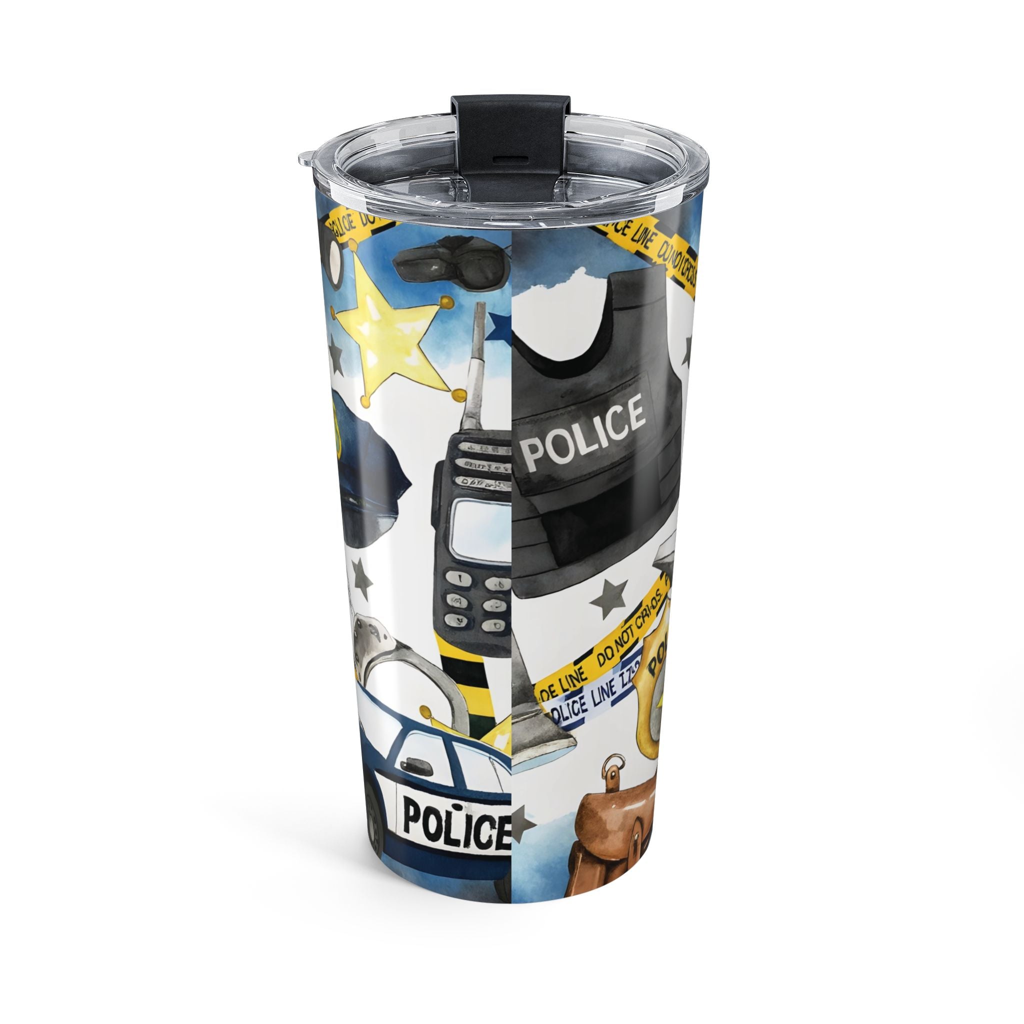 Police Themed Tumbler - Personalised 20oz Insulated Cup | Custom Name Law Enforcement Gift