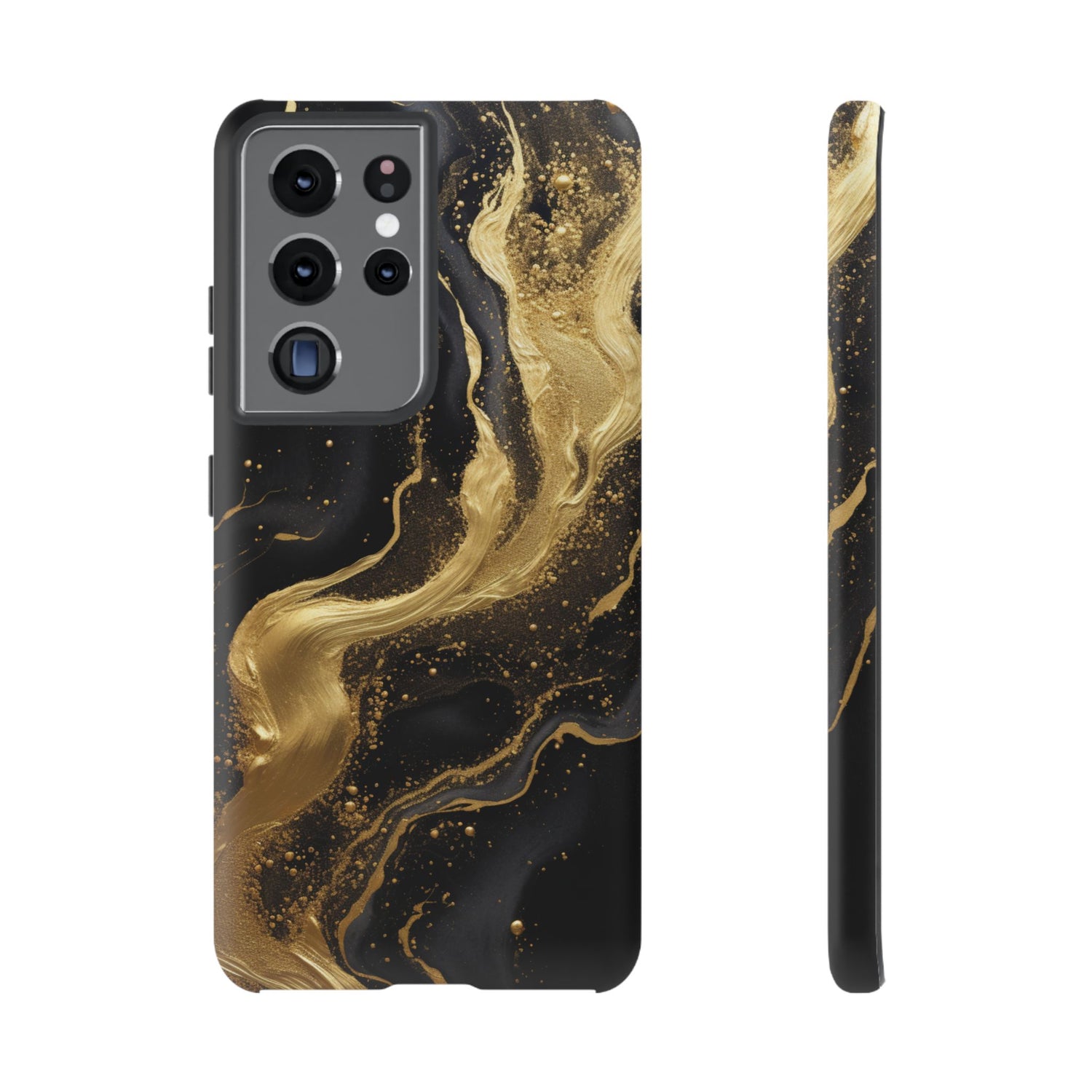 Golden Flow - Black & Gold Marble Luxe Phone Case Samsung Galaxy S21 Ultra Matte