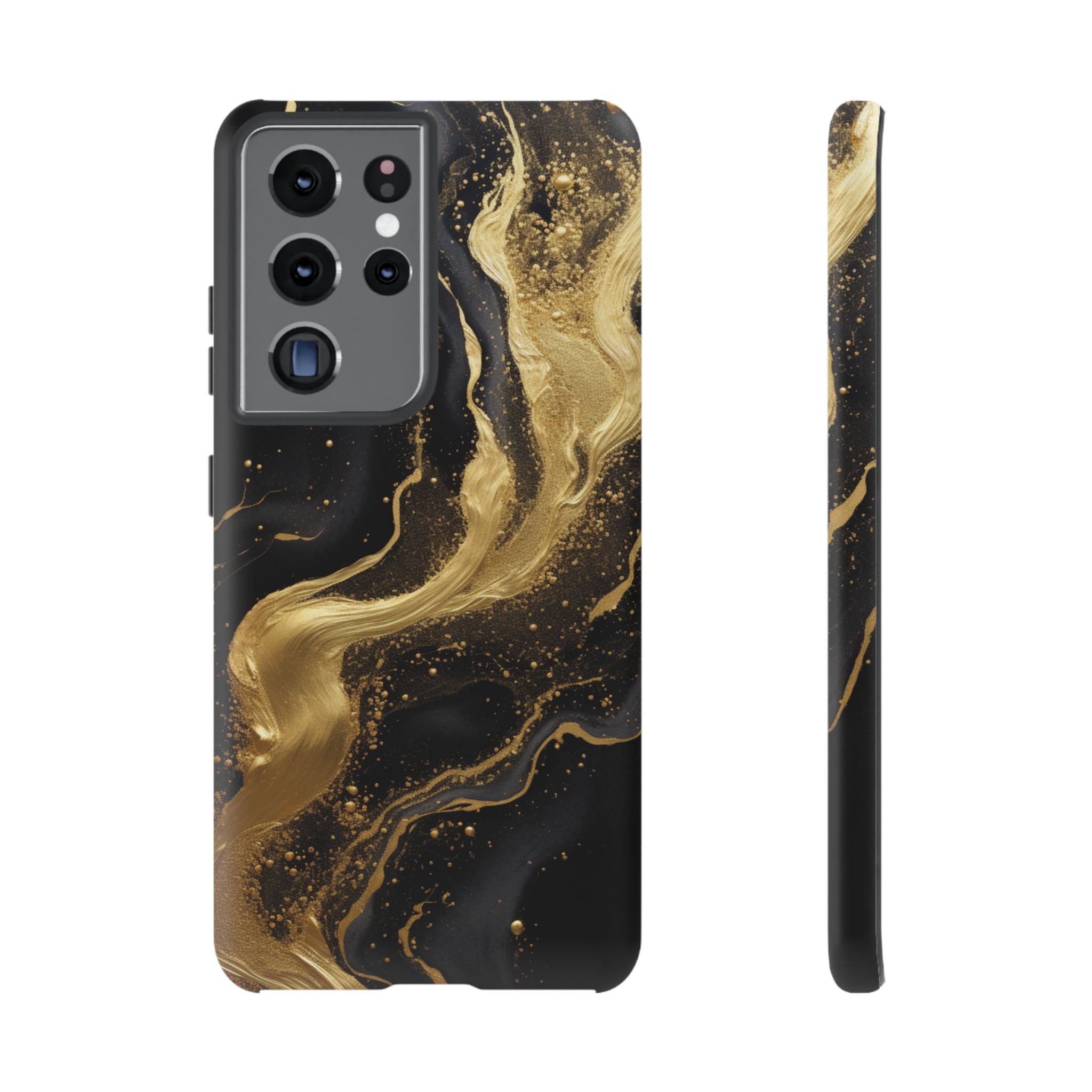 Golden Flow - Black & Gold Marble Luxe Phone Case Samsung Galaxy S21 Ultra Matte