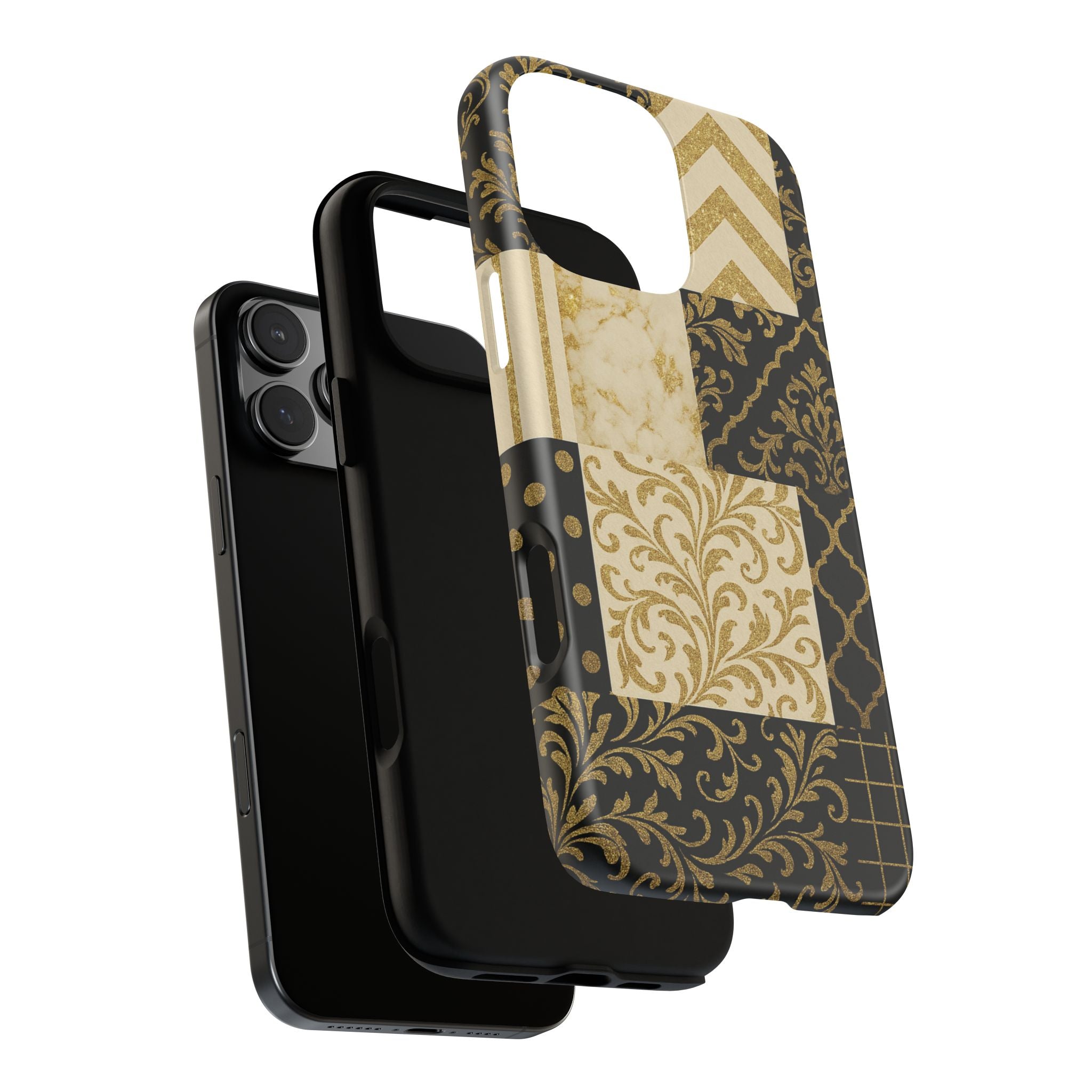Phone Case, Luxury Black and Gold Festive Design for Christmas Gift, Holiday Decor, Tough Cases, Winter Celebration, Elegant iPhone Cover