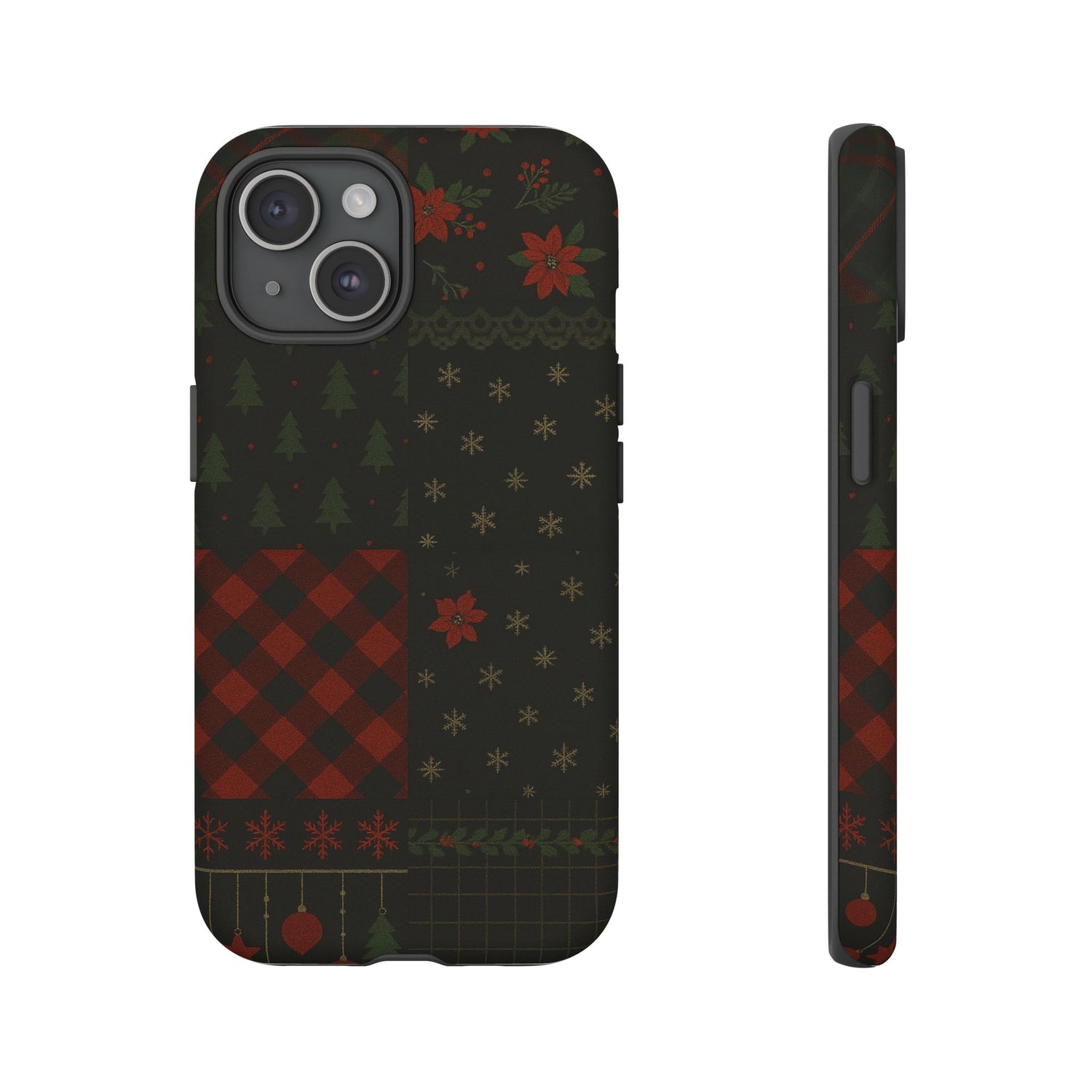 Black Festive Phone Case - Christmas Phone Cover - Tough Design iPhone 15 Matte