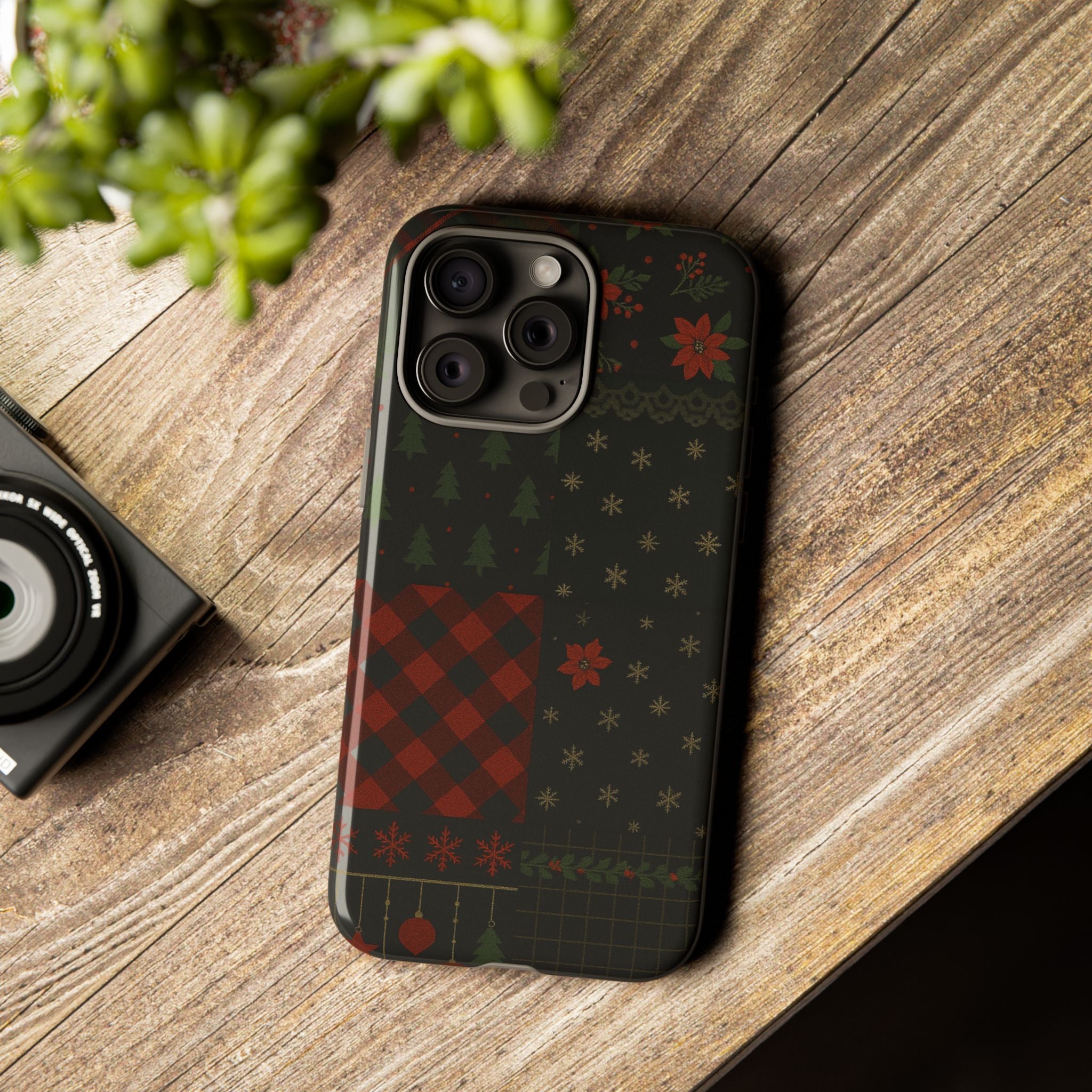 Black Festive Phone Case - Christmas Phone Cover - Tough Design