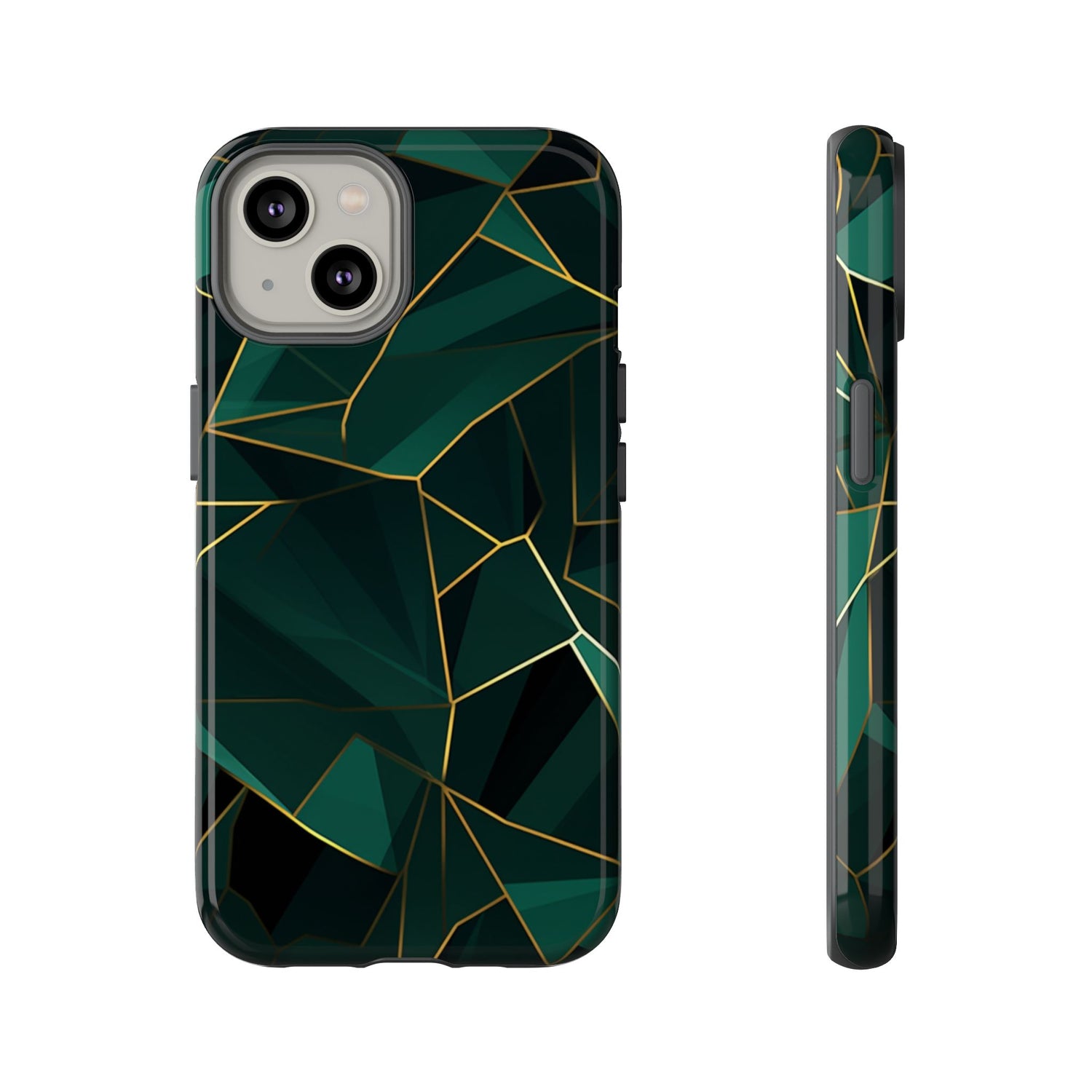 Emerald Veil - Geometric Luxe Phone Case iPhone 14 Glossy