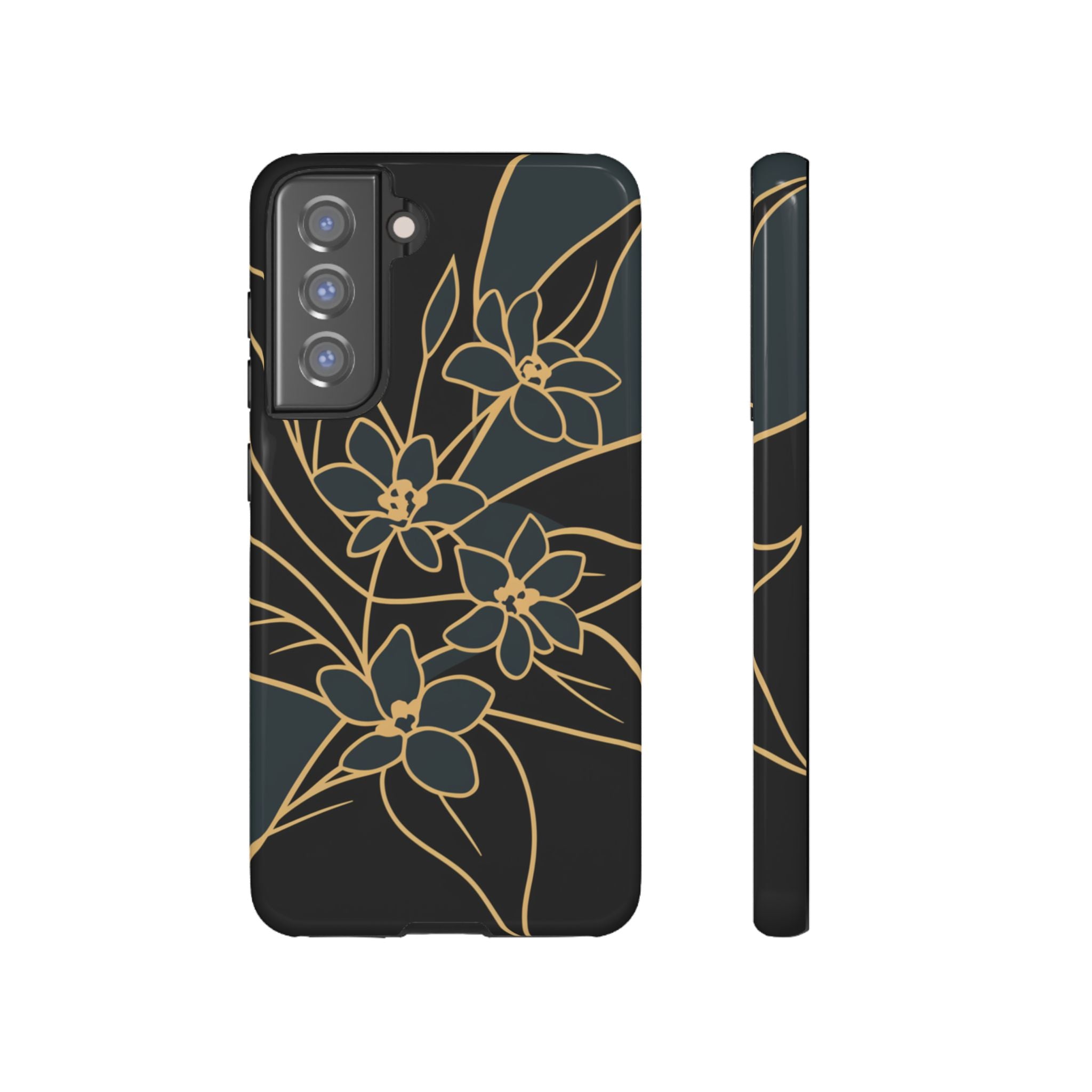 Golden Bloom - Elegant Floral Line Art Phone Case Samsung Galaxy S21 FE Glossy