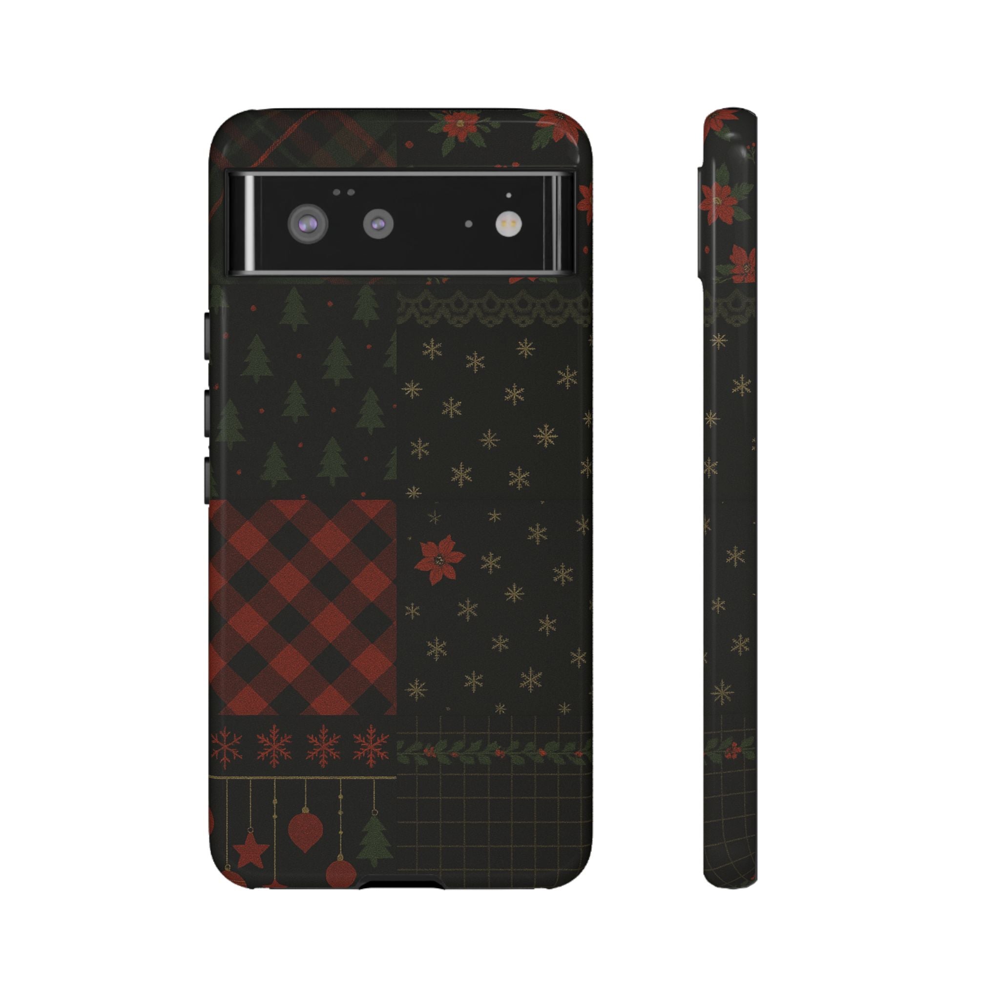 Black Festive Phone Case - Christmas Phone Cover - Tough Design Google Pixel 6 Glossy
