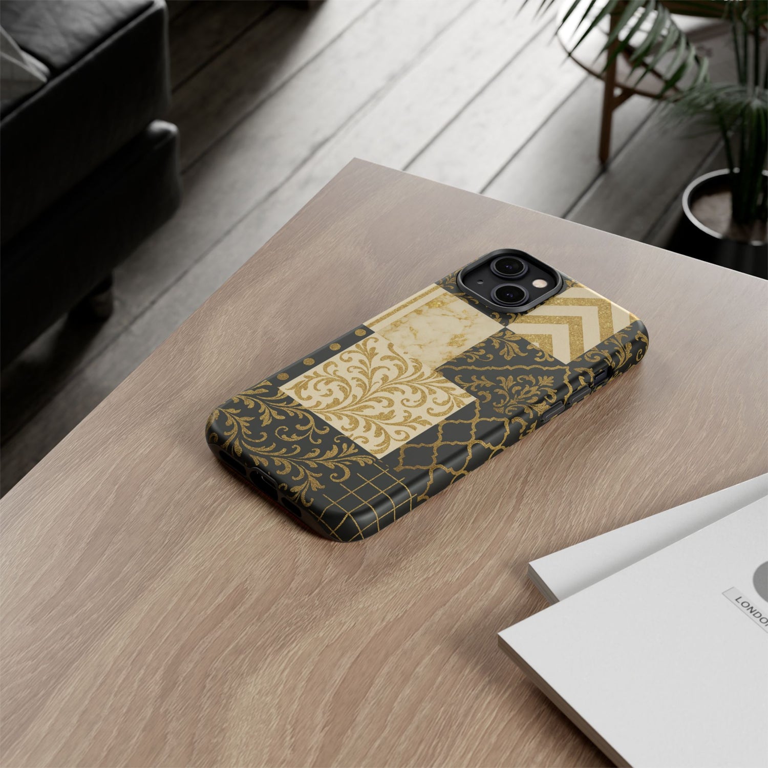 Phone Case, Luxury Black and Gold Festive Design for Christmas Gift, Holiday Decor, Tough Cases, Winter Celebration, Elegant iPhone Cover